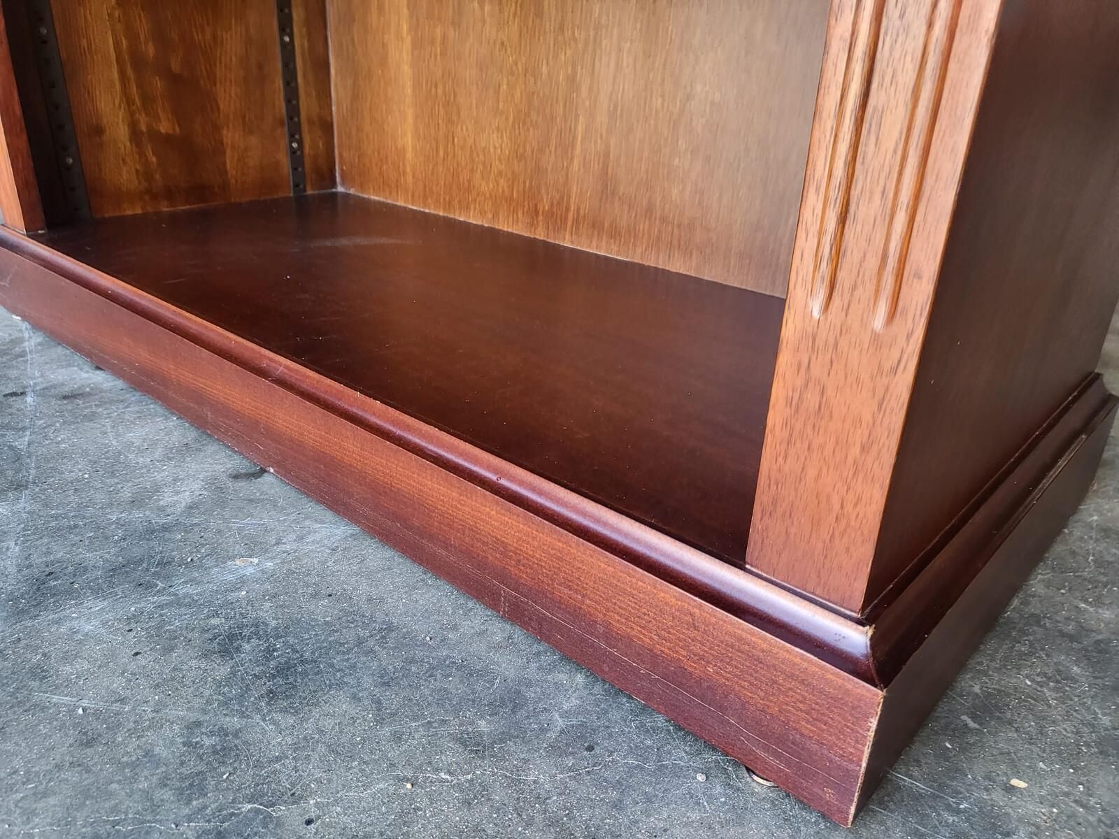 photo for sale Antique Repro Mahogany Large Open Bookcase Adjustable Shelves