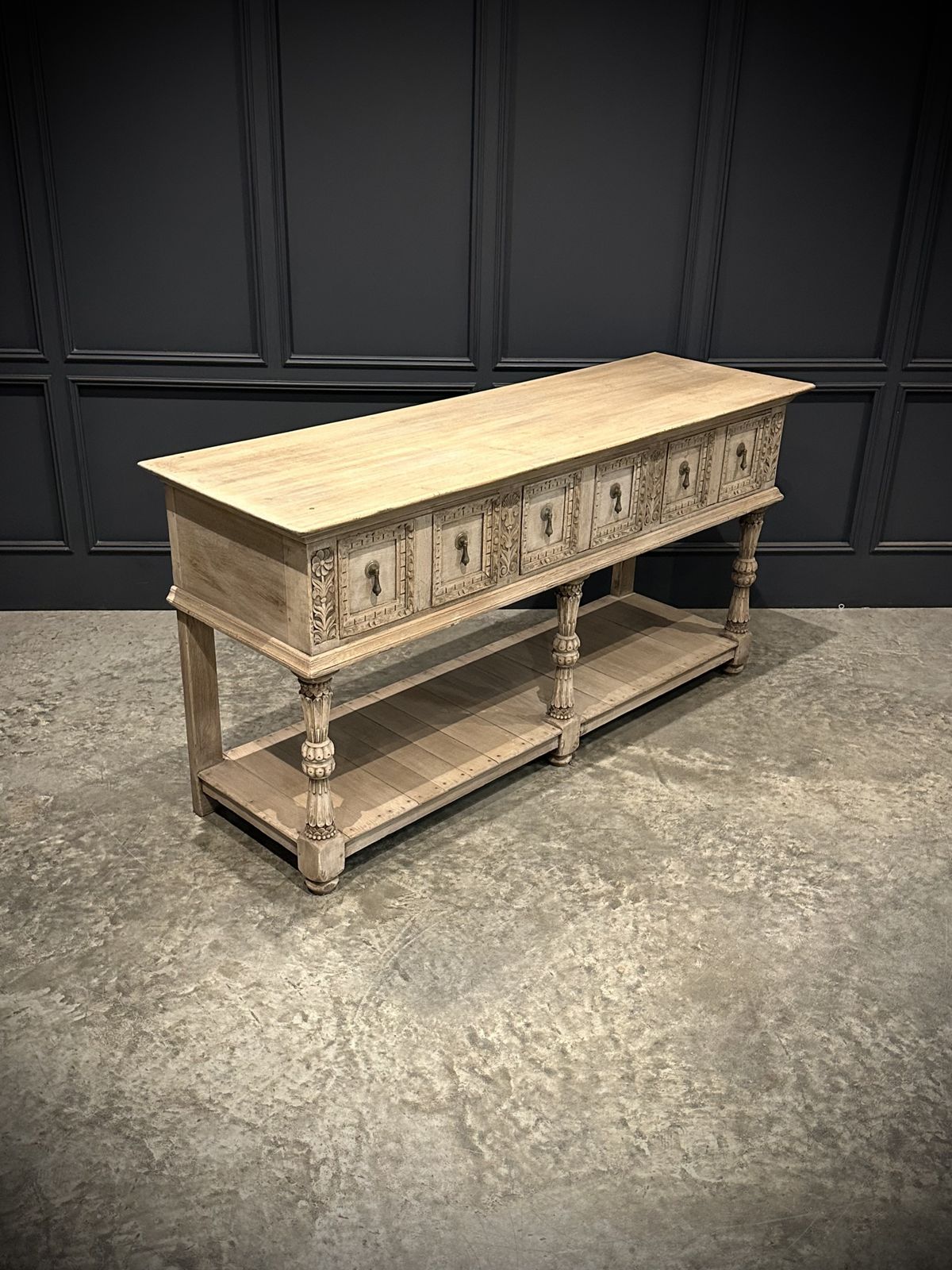 Carved Bleached Oak Potboard Dresser photo furniture