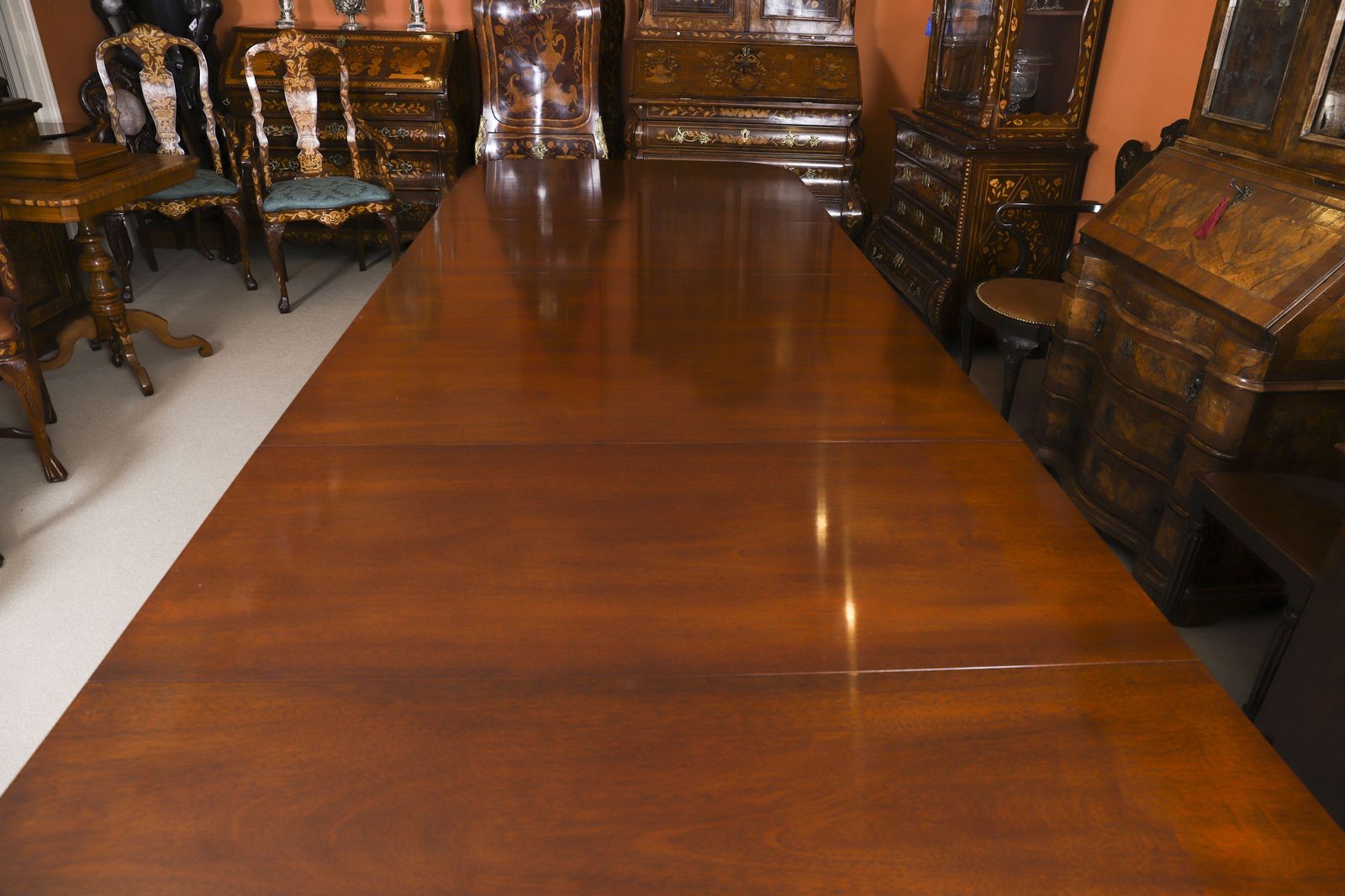 photo for sale Antique 13ft  Whytock & Reid Triple Pillar Dining Table Set 19th C