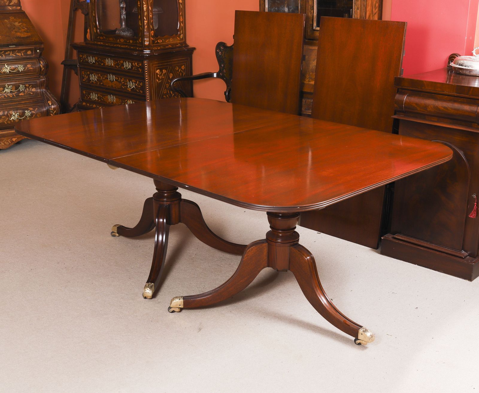 13ft Regency Revival Triple Pillar Dining Table By Whytock & Reid C1900 photo vintage