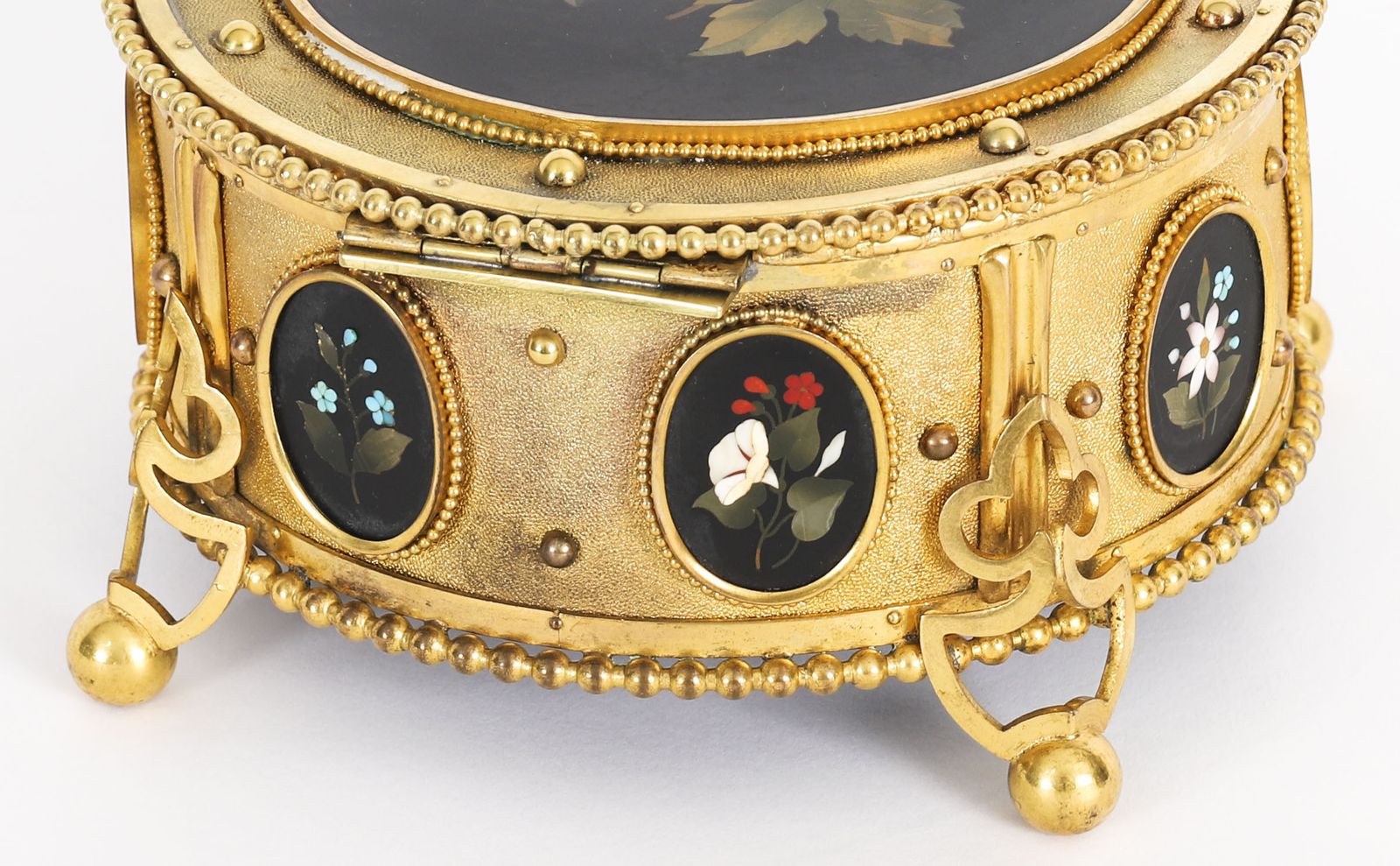 Antique Italian Ormolu & Pietra Dura Jewellery Casket 19th C photo vinterior