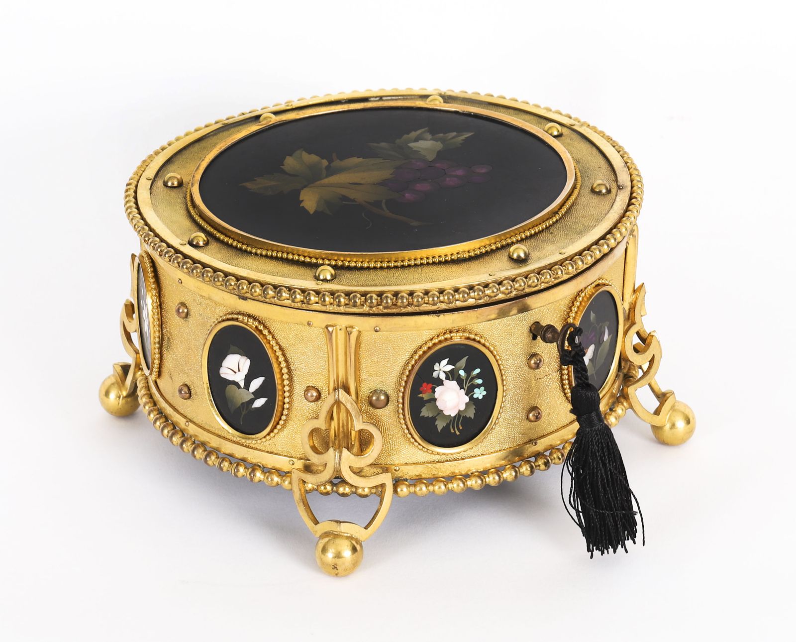 photo vintage Antique Italian Ormolu & Pietra Dura Jewellery Casket 19th C