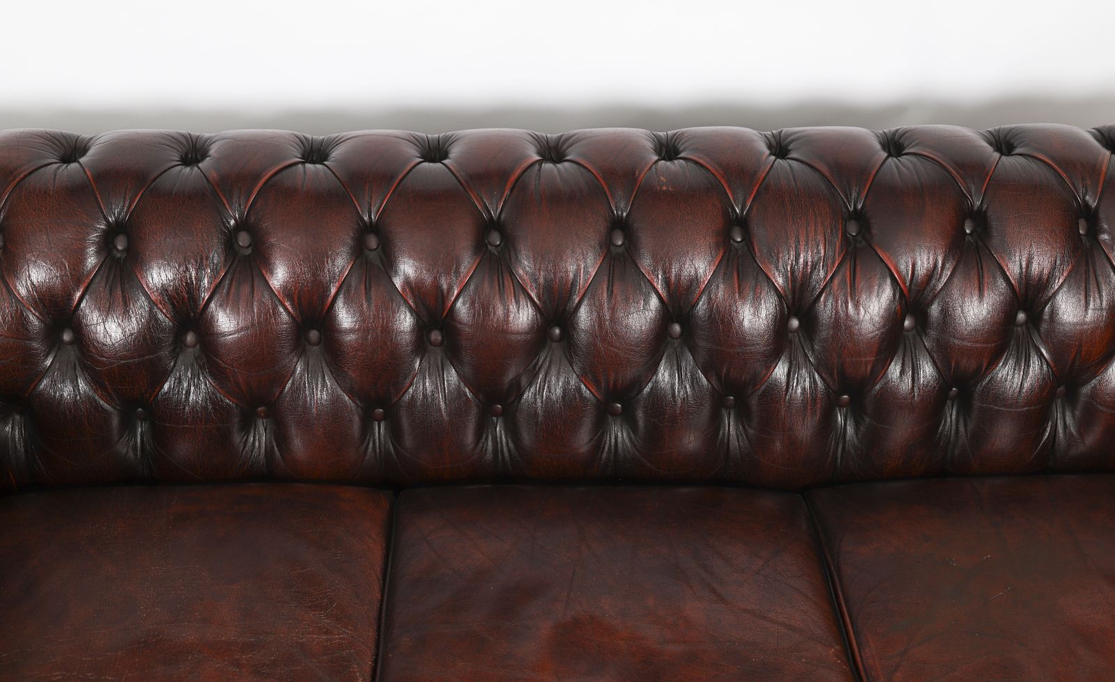 Vintage English Button Back Leather Chesterfield Sofa Mid 20th Century photo vintage