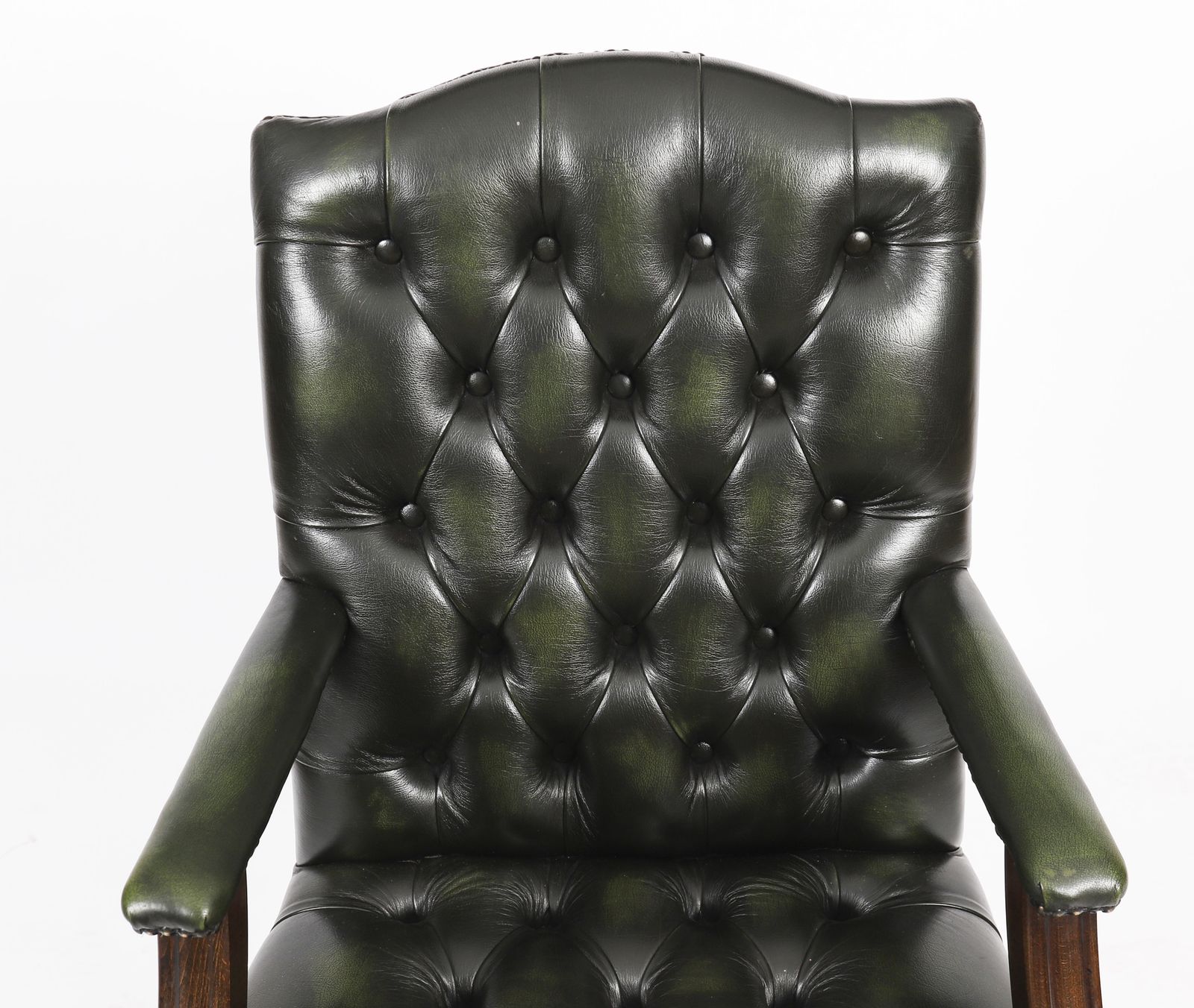 Vintage Pair English Green Gainsborough Leather Office Chairs 20th C photo vinterior