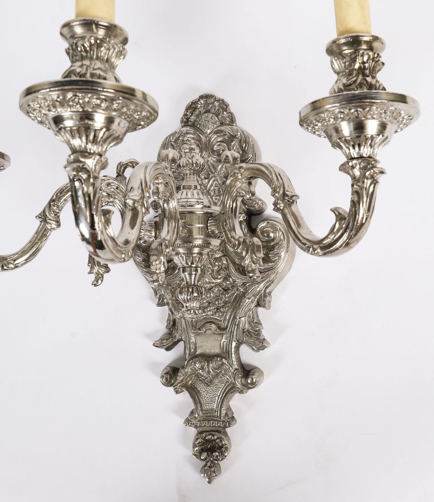 Antique Pair French Silver Plated Wall Lights Appliques Circa 1900 photo vintage