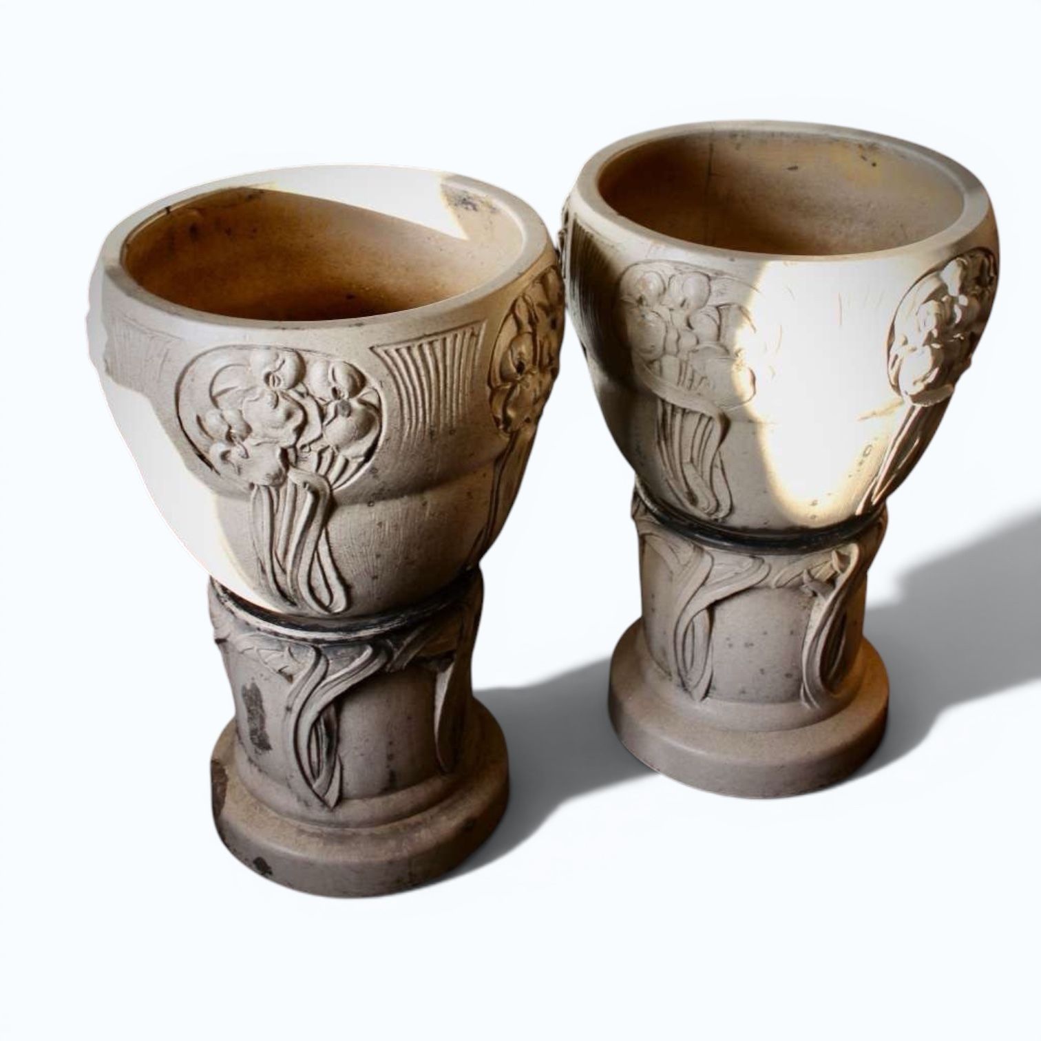 Pair Of Arts And Crafts Jardinieres By Lefco photo vintage