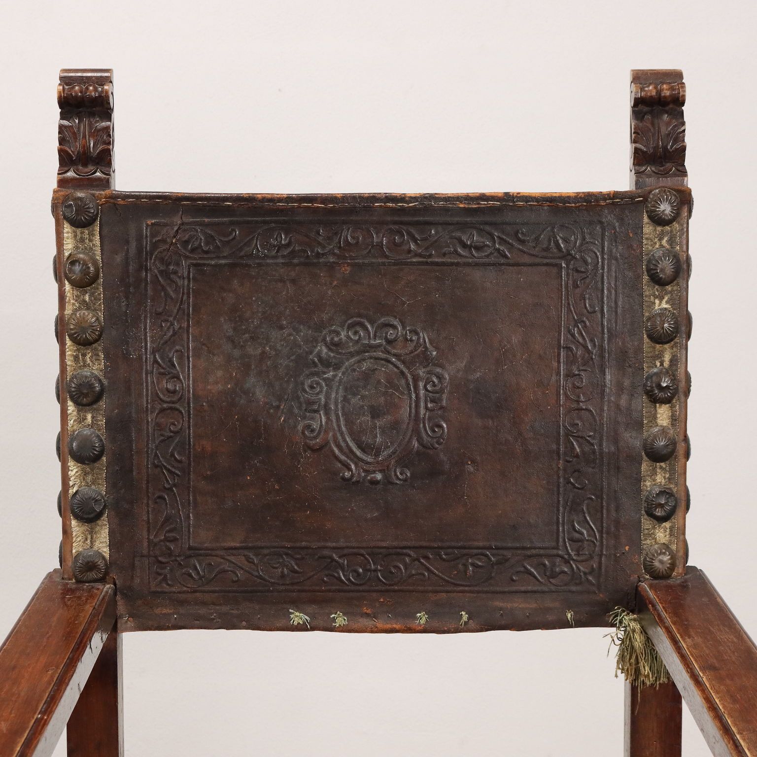 Neo Renaissance Throne Walnut Leather Seat XIX Century photo for sale
