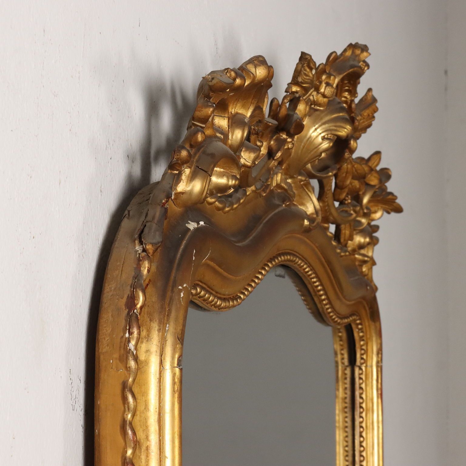 Home Decor Antique Eclectic Mirror Gilded Wood Italy XIX Century photo