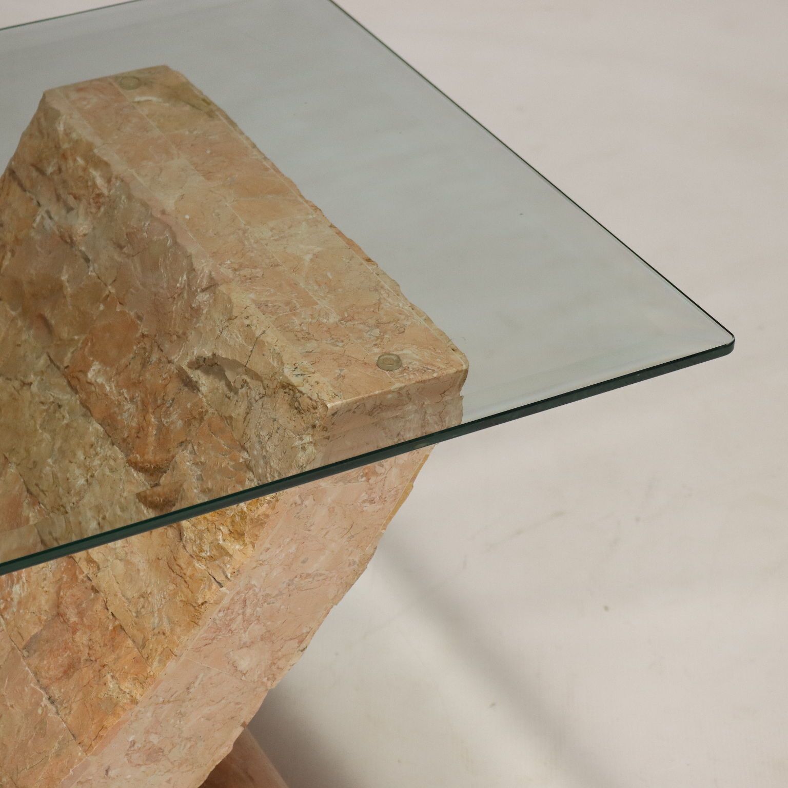 Vintage Salontafel Glas Steen Italië jaren 1980 photo 1120.0
