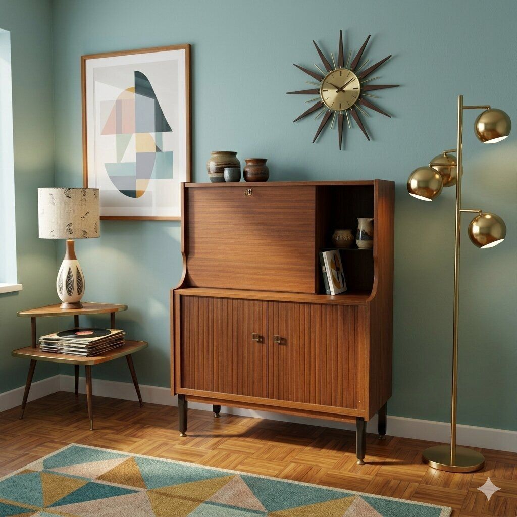 Vintage jaren 1960 kast exotisch houtfineer Italië photo furniture