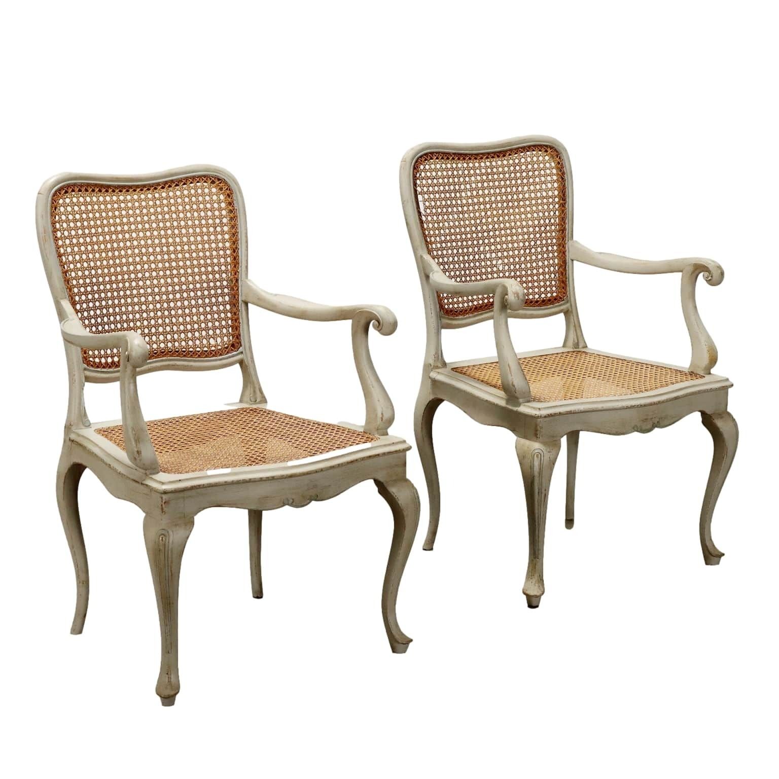 Armchairs Baroque Style Lacquered Wood XX Century