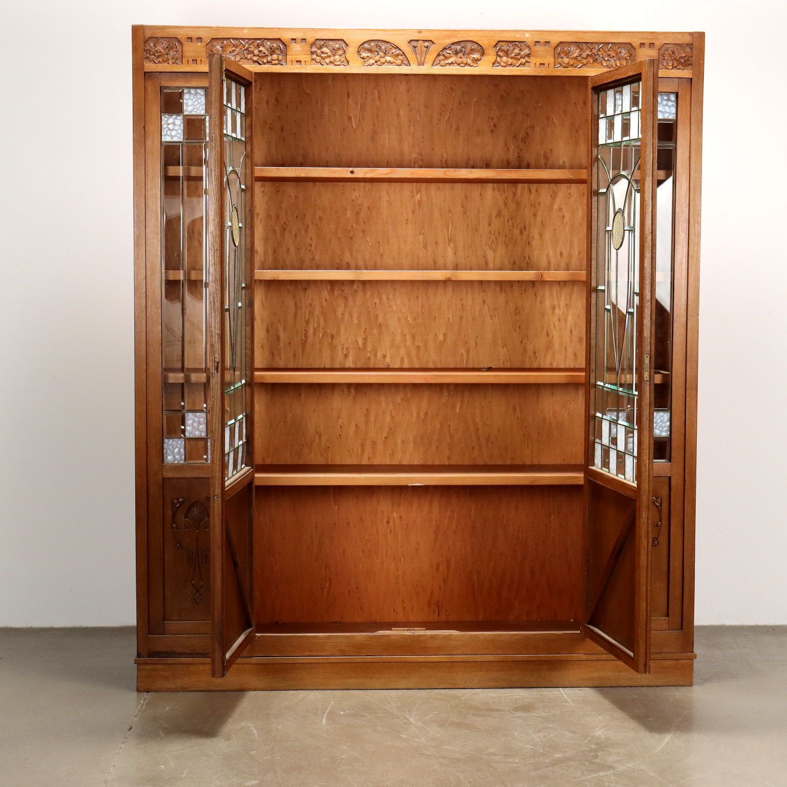 Cupboard Art Nouveau Oak Italy Early XX Century photo for sale