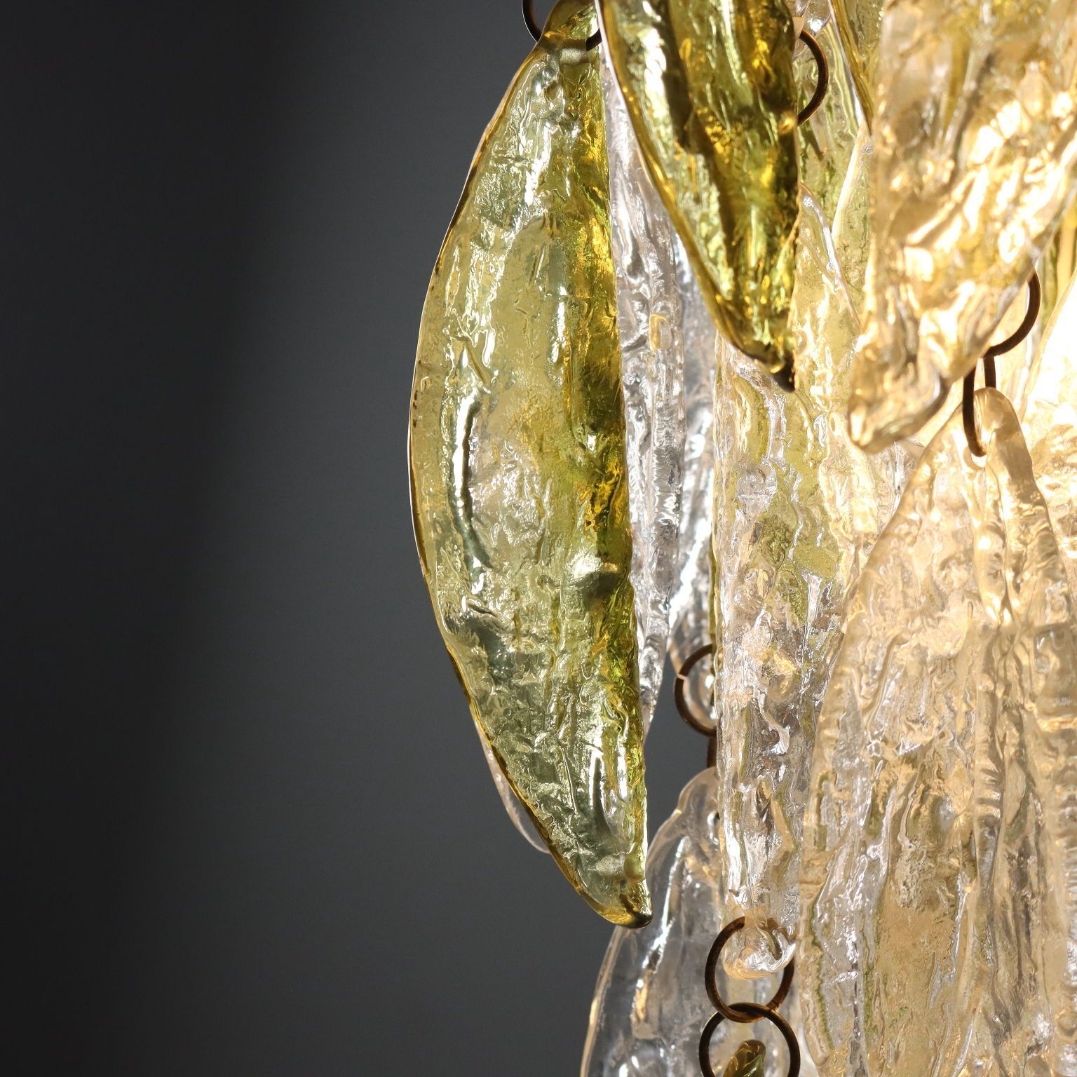 Vintage Chandelier Design Blown Glass Brass Aluminium Italy 1970s photo buy