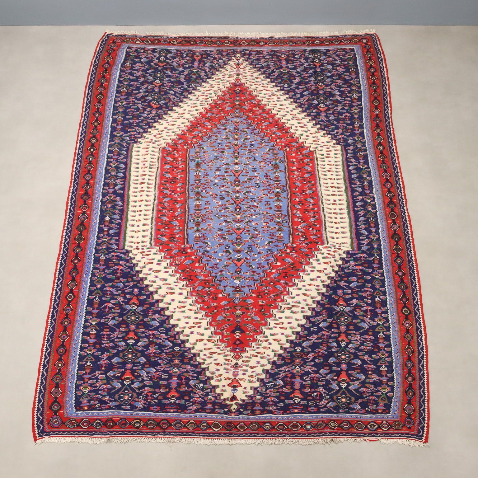 Antique Asian Carpet Cotton Wool Extra Thin Knot 114 X 79 In photo for sale