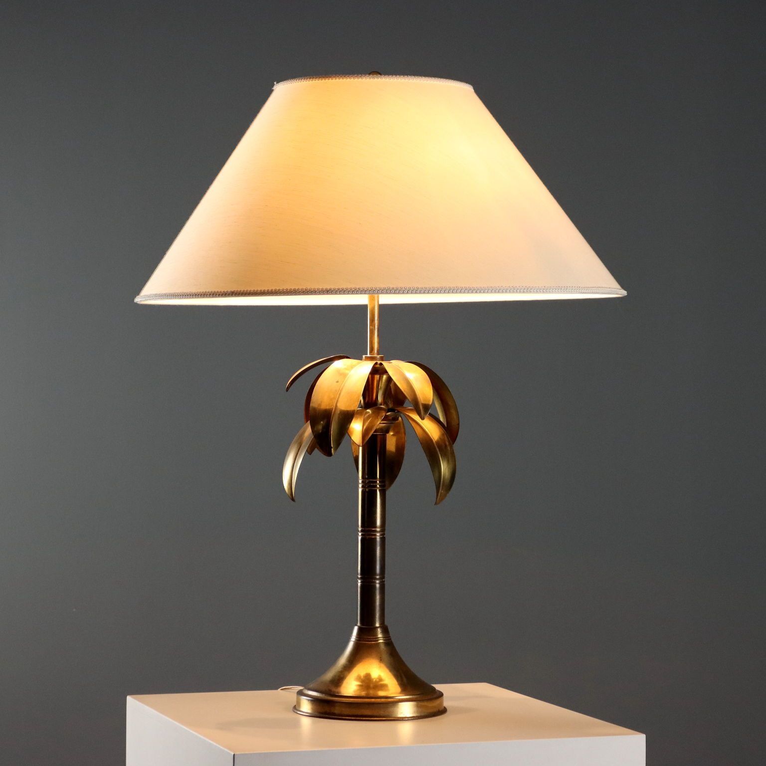 Vintage lamp messing stof design Italië jaren 1970