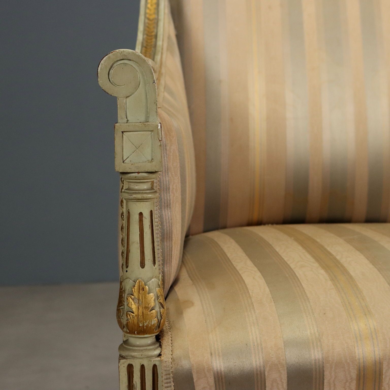 Antique Armchairs Carved Lacquered Wood Fabric XIX Century photo vinterior