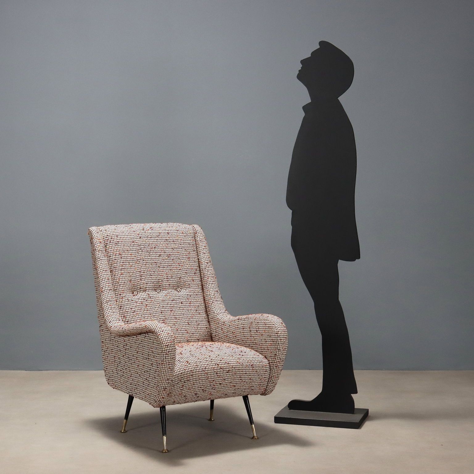 Vintage Armchair Foam Metal Brass Design Italy 1960s photo for sale