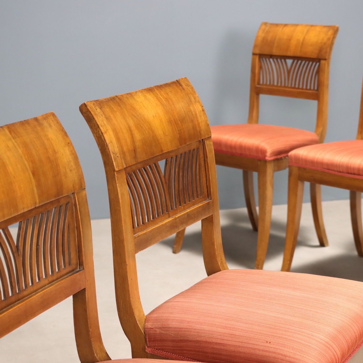 Antique Chairs Empire Walnut Padding Italy XIX Century photo Furniture