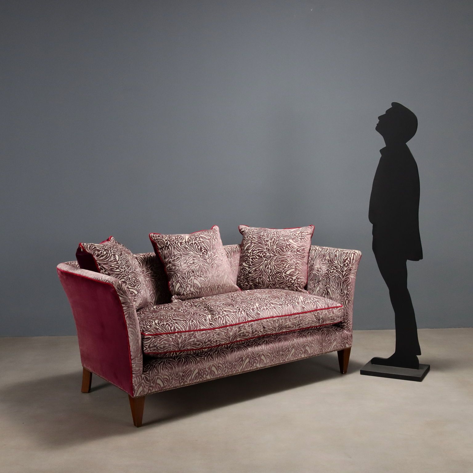 Antique Sofa Velvet Walnut Painted Beech Italy XX Century photo for sale