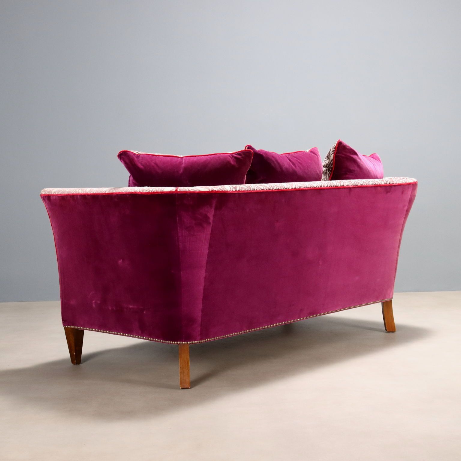 photo for sale Antique Sofa Velvet Walnut Painted Beech Italy XX Century