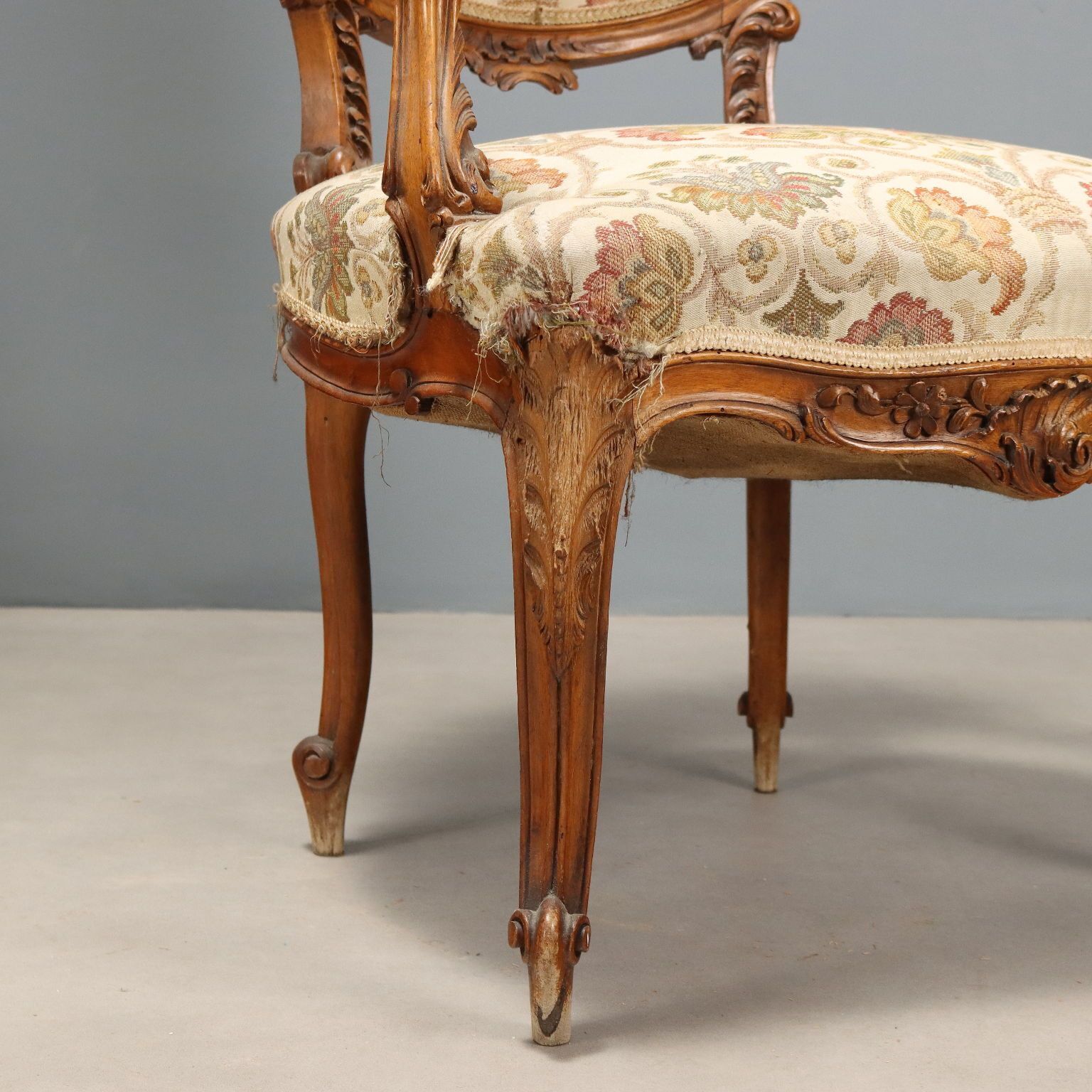 Fauteuils Barokstijl Walnoot Italië 19e Eeuw photo 570.0