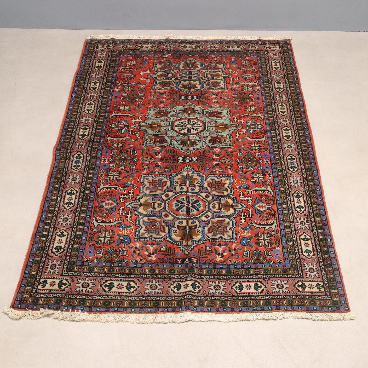 Antiek Aziatisch tapijt, katoen wol, fijne knoop, 75 x 53 in photo for sale