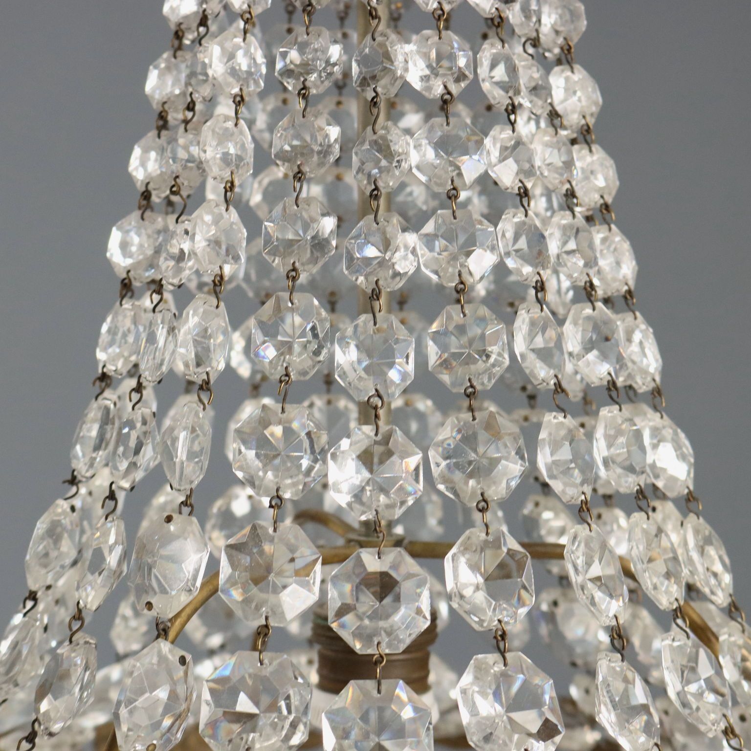 Antique Chandelier Metal Glass Italy XIX Century photo 570.0