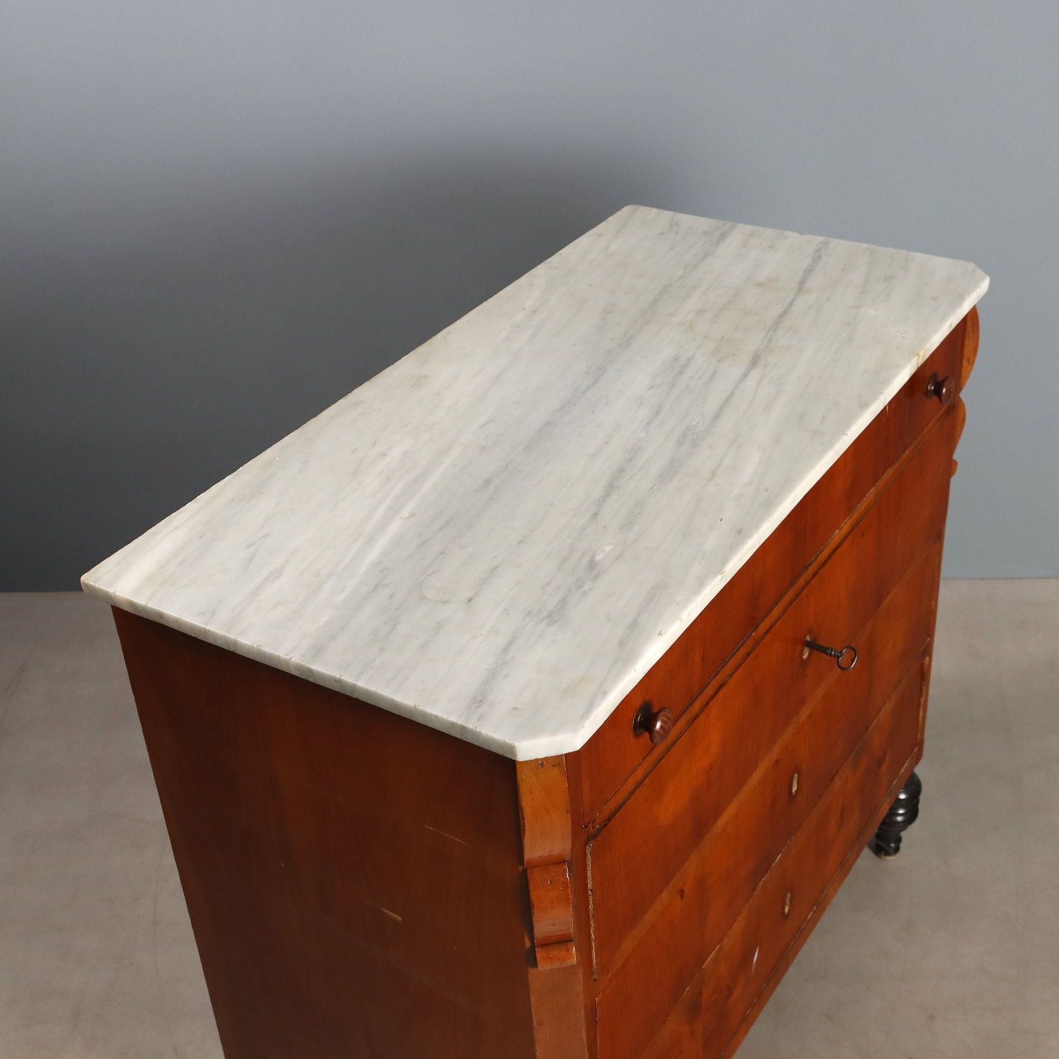photo for sale Antique Chest Of Drawers Mahogany Marble 4 Drawers XIX Century