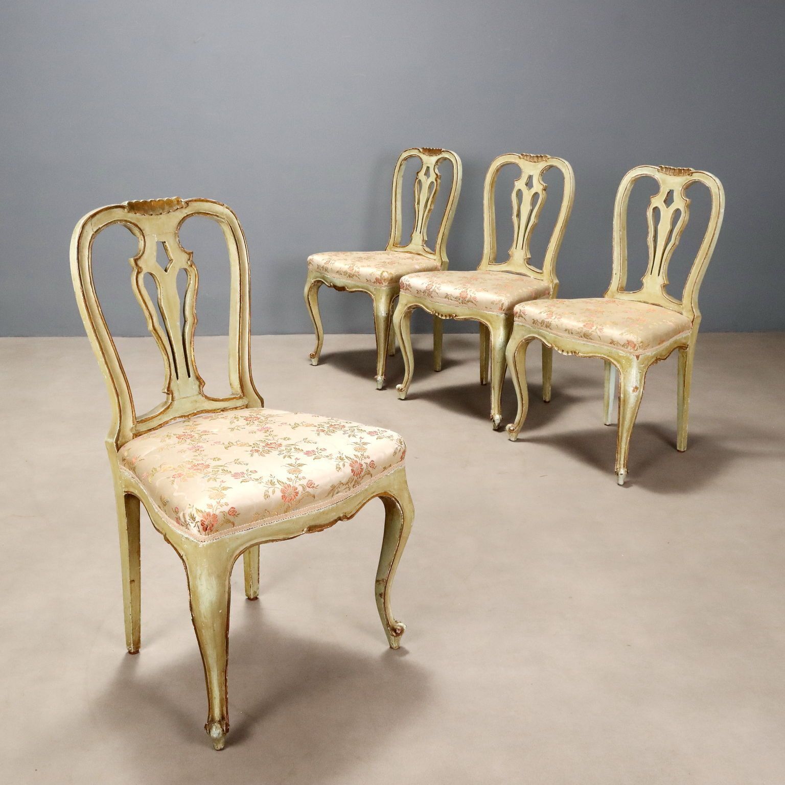 Chairs Baroque Style Lacquered Wood XIX Century