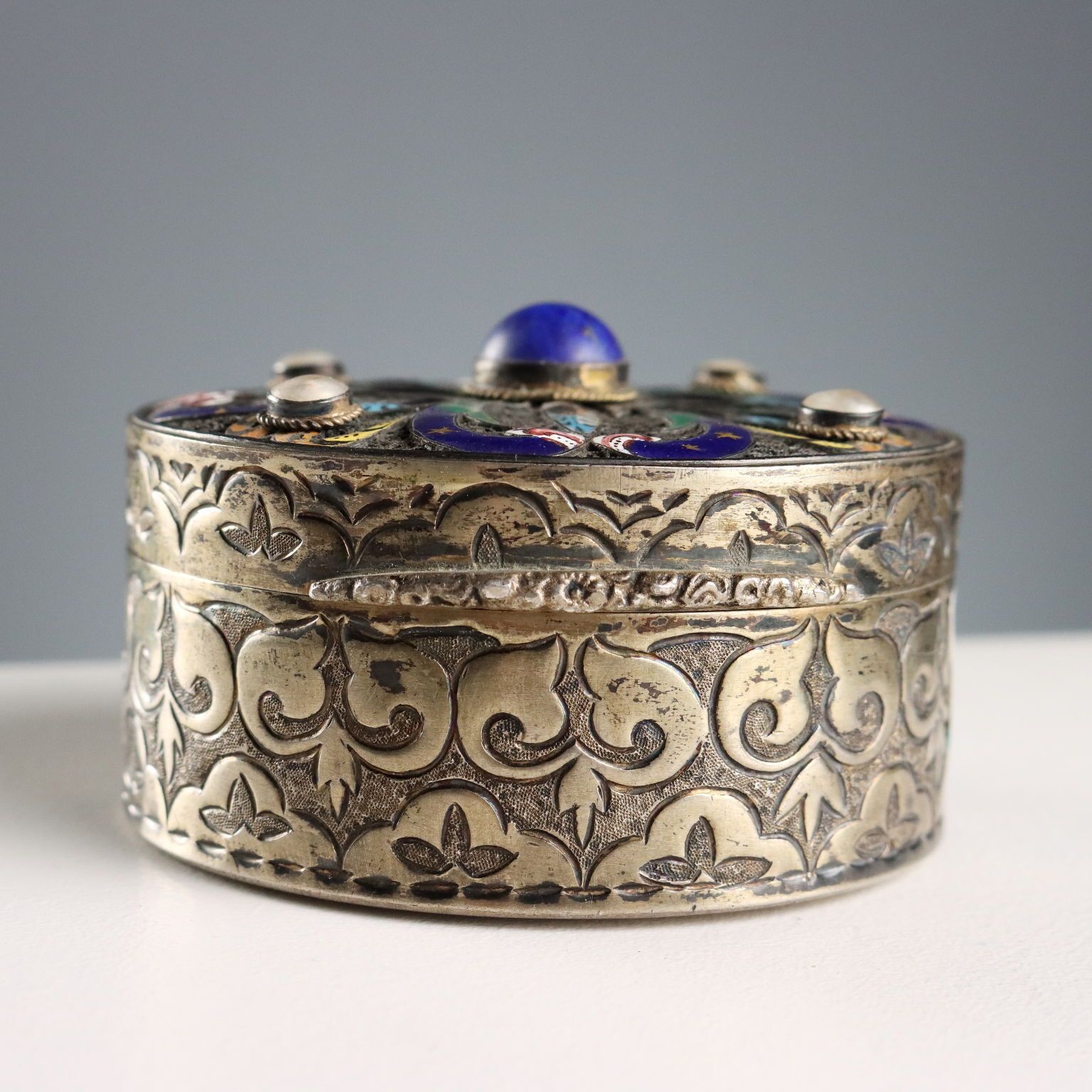 Antique Jewelry Box Lapis Lazuli Italy XX Century photo vinterior