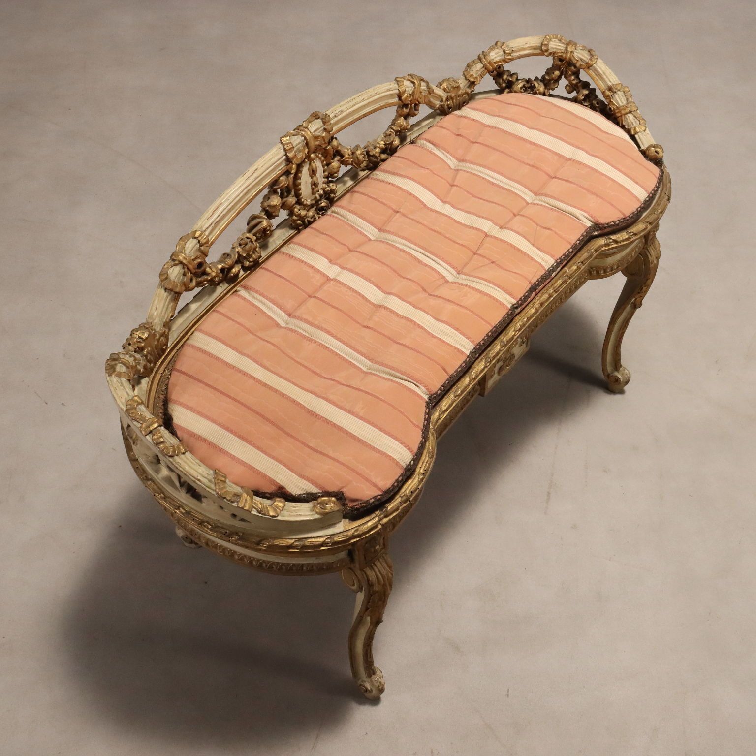 Bench Neoclassical Style Lacquered Gilded Wood '800 photo vintage