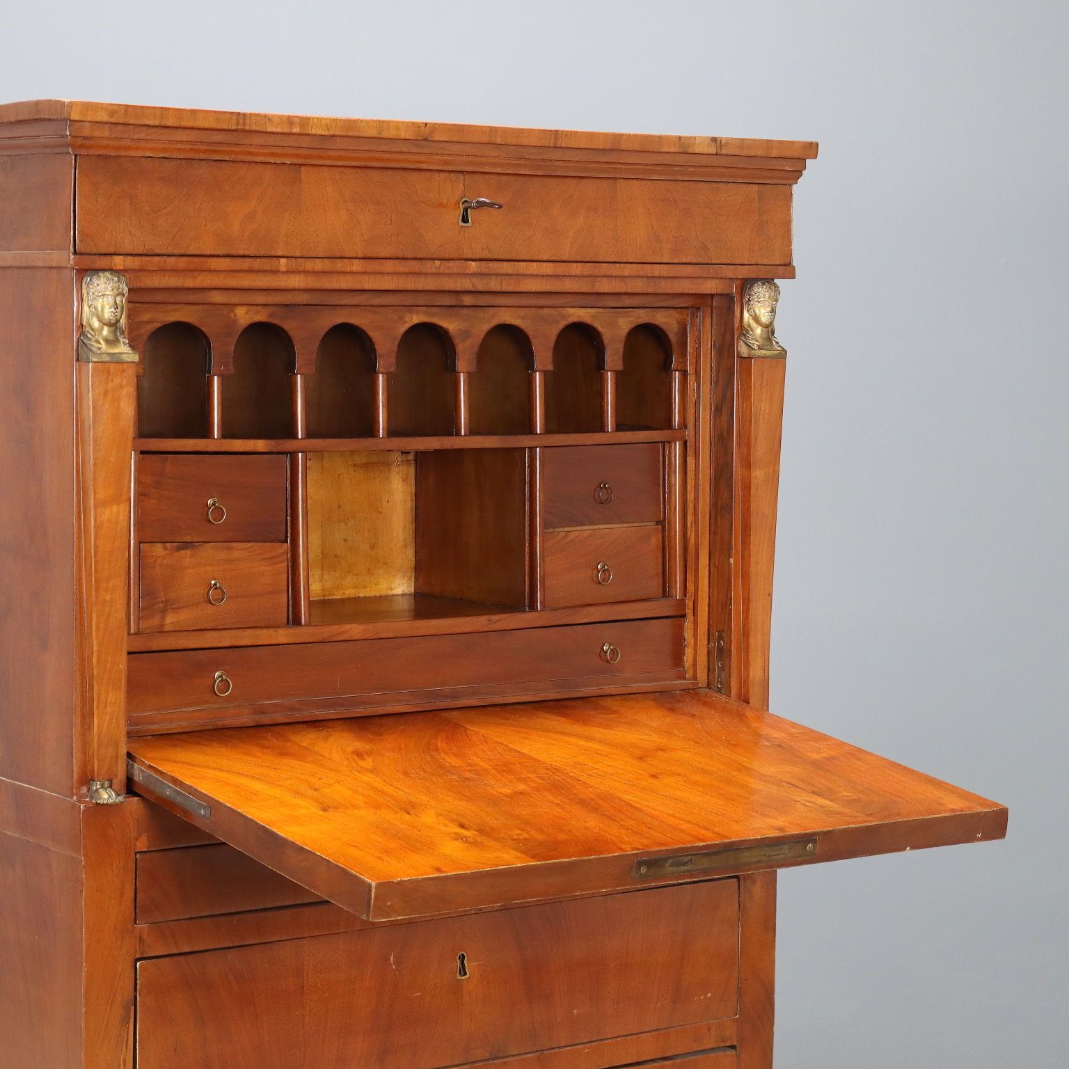 Antique Empire Secrétaire Walnut Italy XIX Century photo Furniture