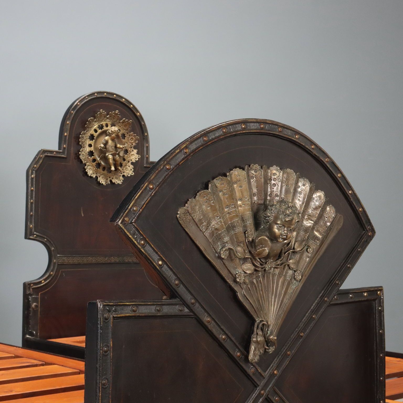 Antique Single Beds Bronze Metal Italy XIX Century photo for sale