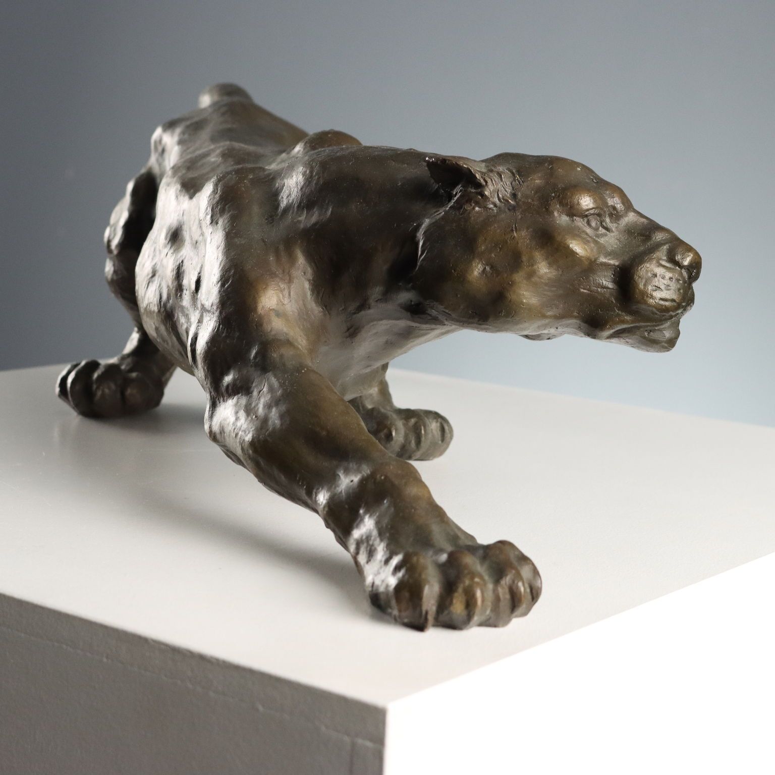 Modern Sculpture Bronze Panther Italy XX Century photo vintage