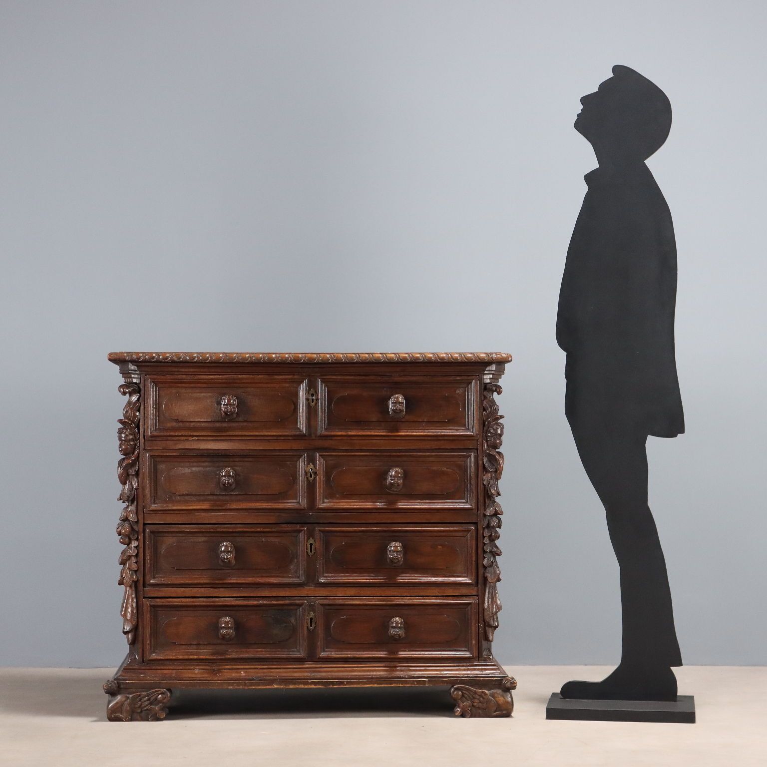 Antique Baroque Chest Of Drawers Walnut Poplar XVIII Century photo for sale