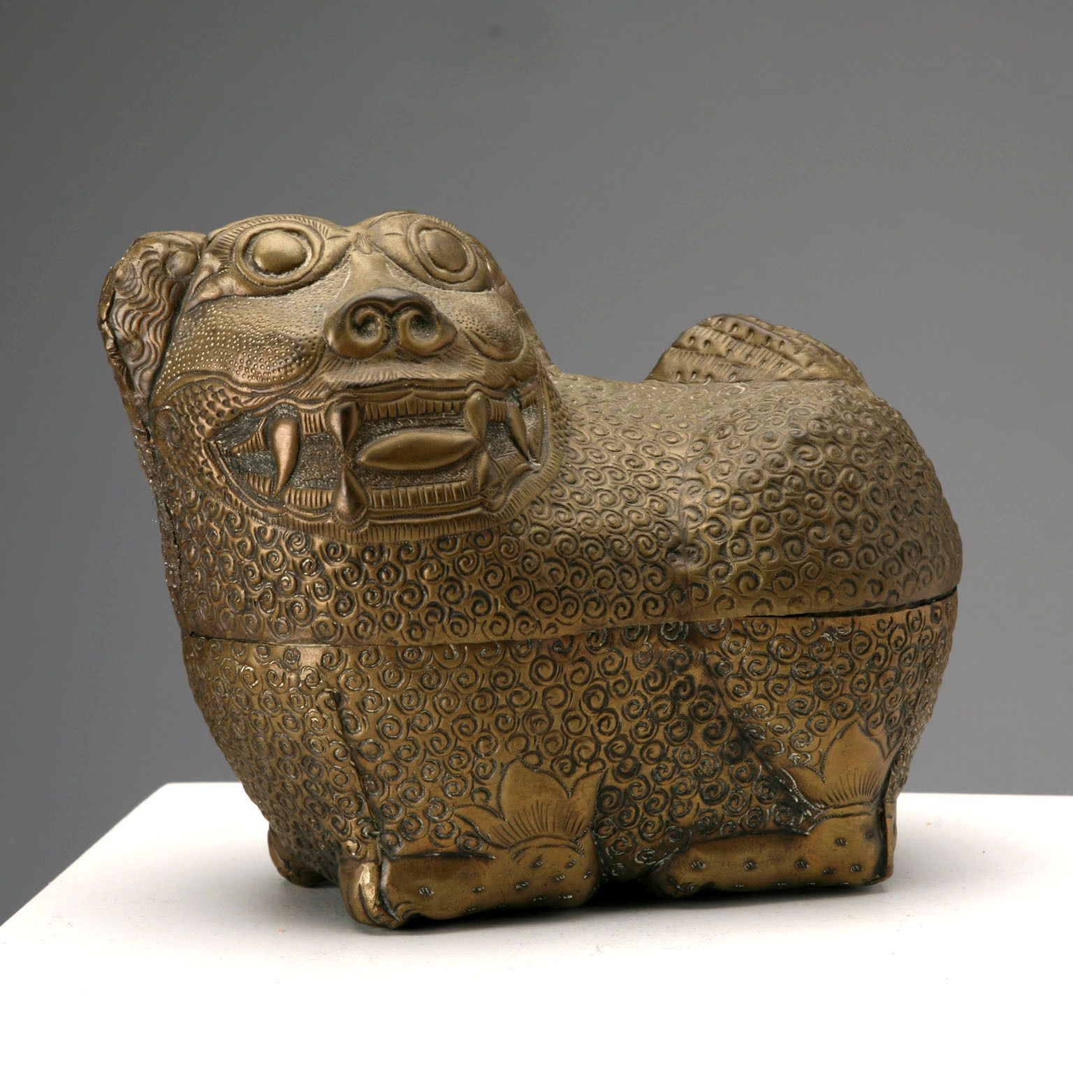 Antique Box Pho Dog Metal Tibet Late XIX Century