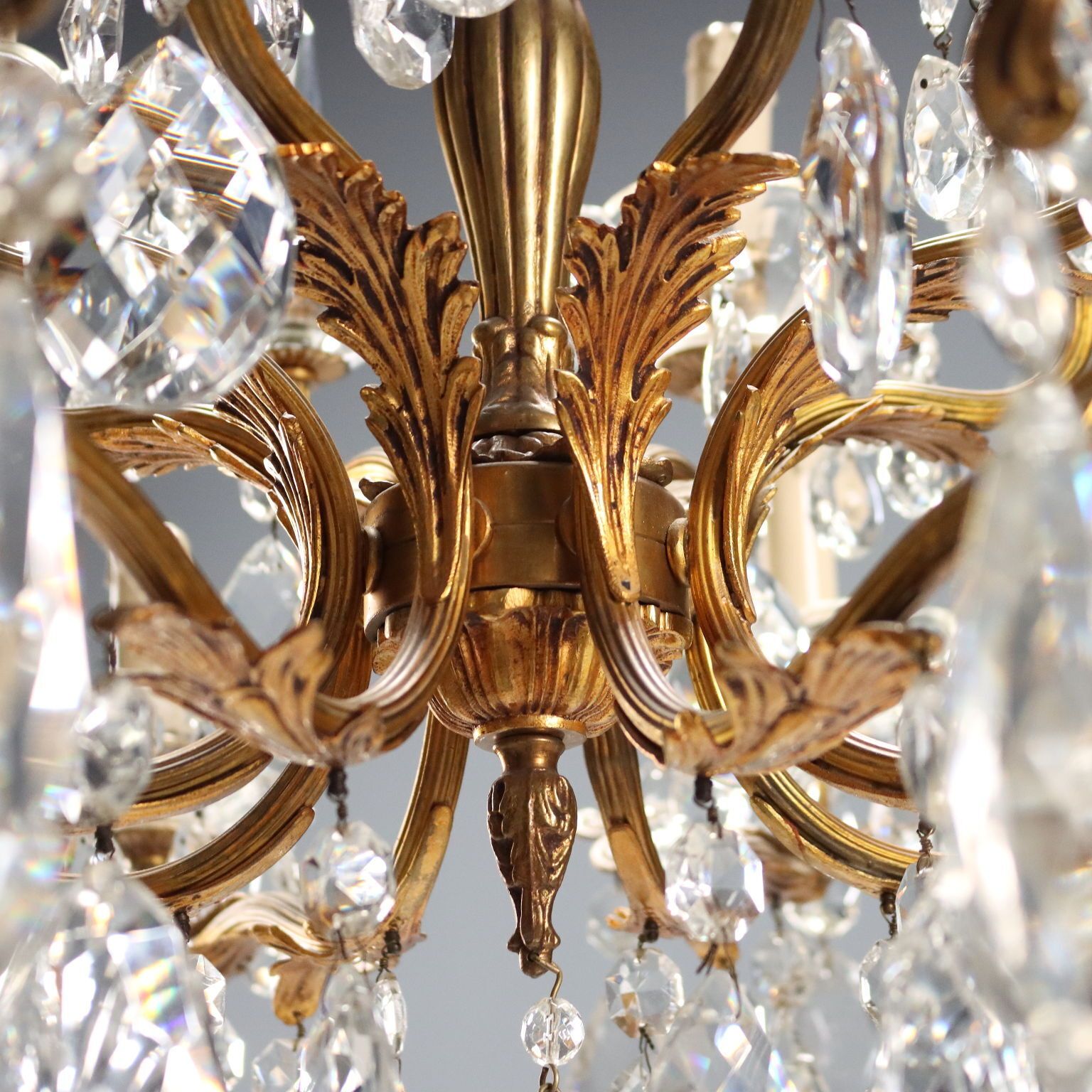 Antique Chandeliers Gilded Bronze Glass 12 Lights XX Century photo buy