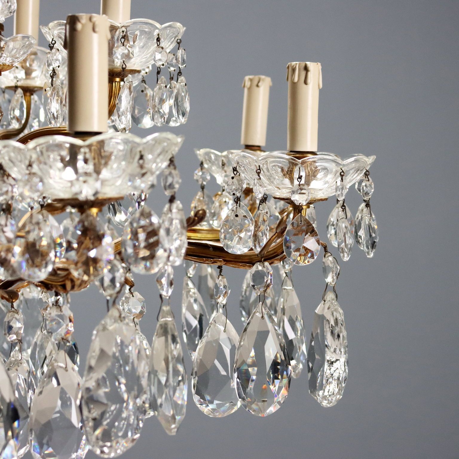 photo furniture Antique Chandeliers Gilded Bronze Glass 12 Lights XX Century