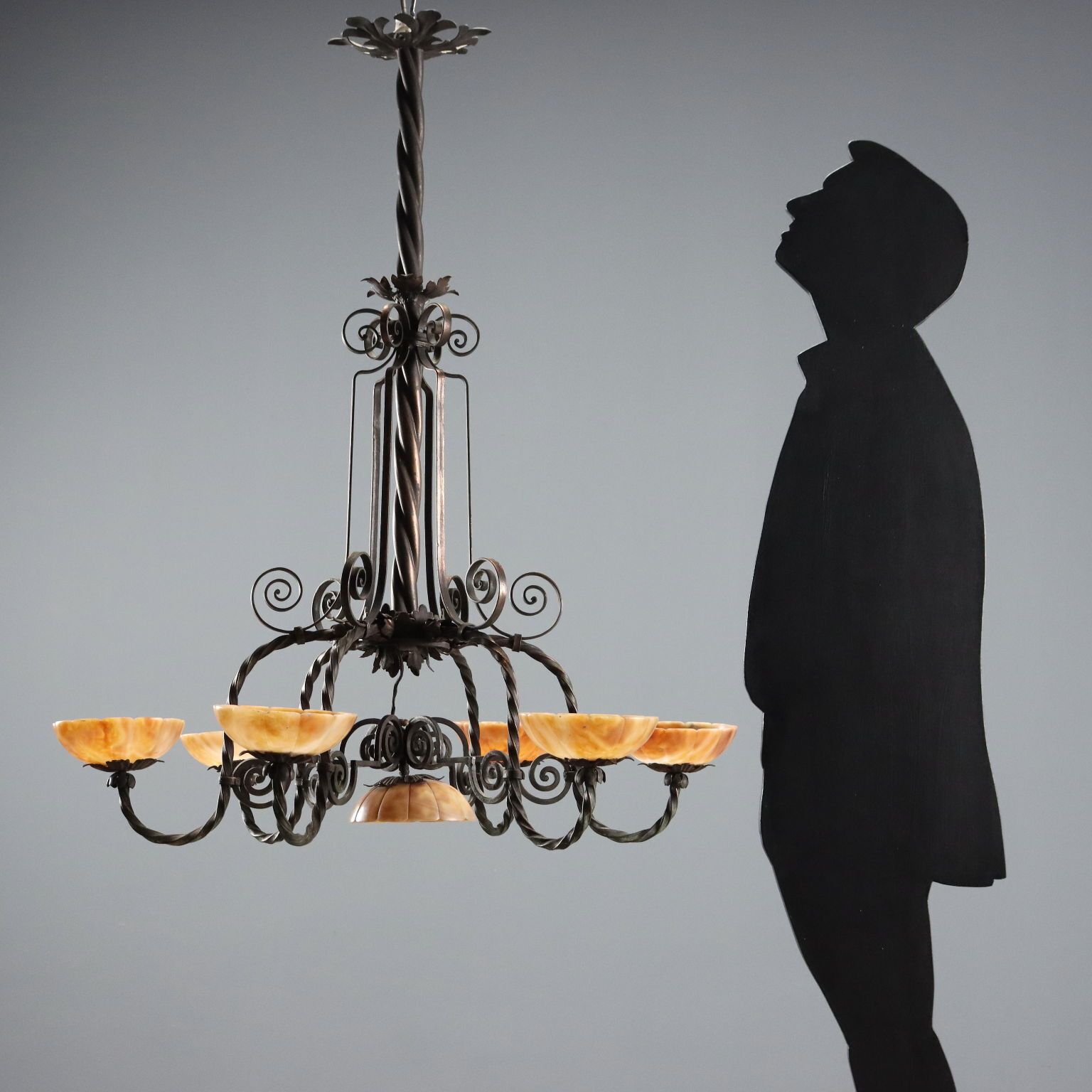 Chandelier Art Nouveau Metaal 6 Lichten Italië XX Eeuw photo furniture
