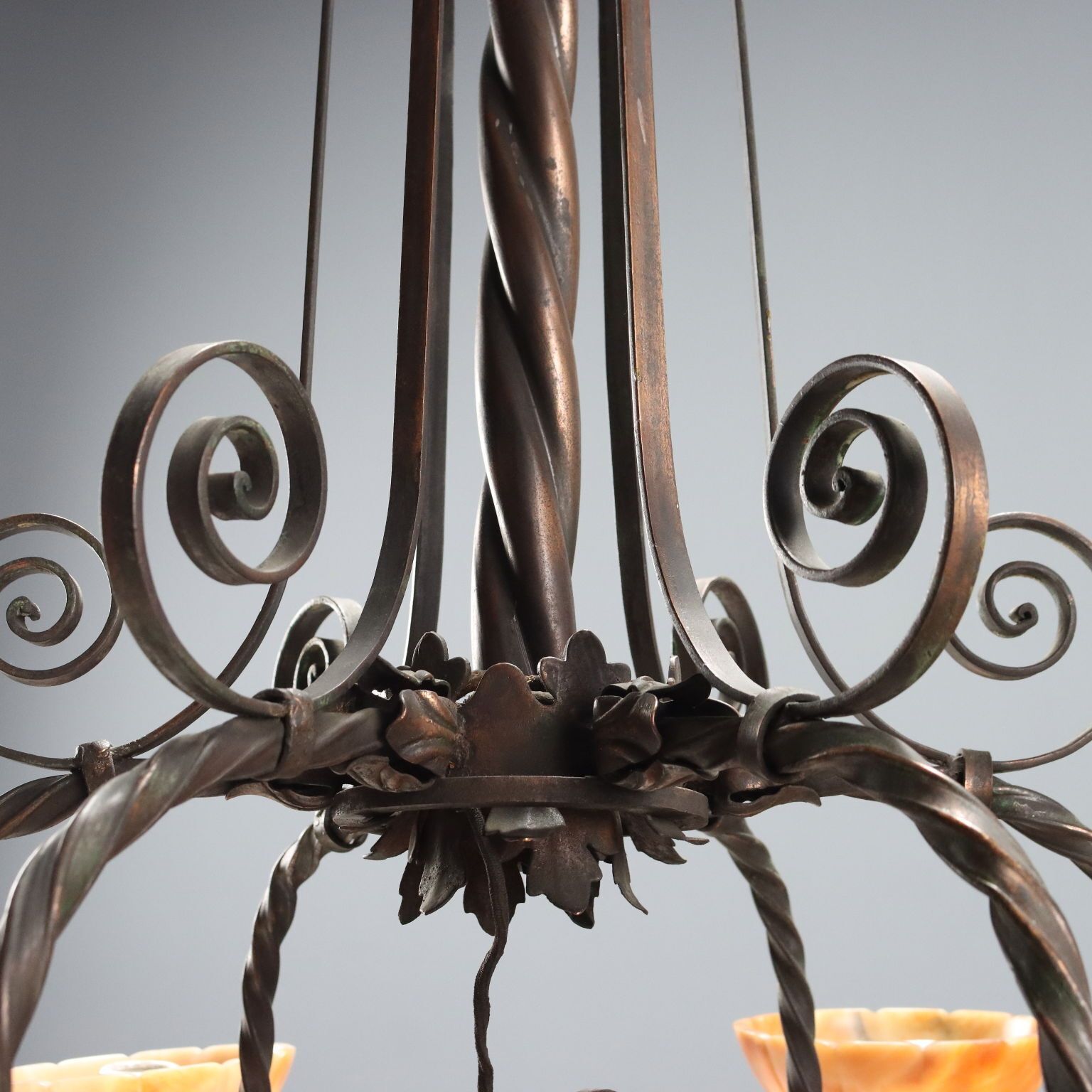 Chandelier Art Nouveau Metaal 6 Lichten Italië XX Eeuw photo vintage