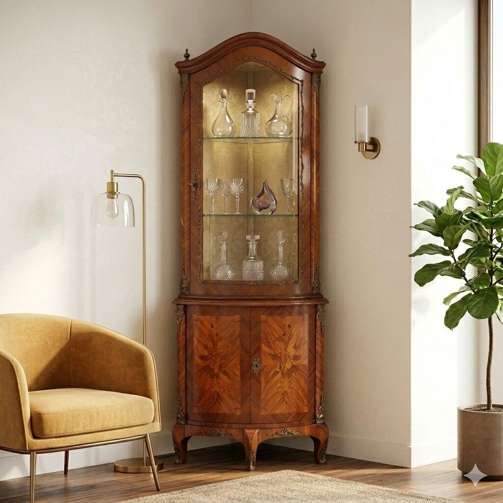 Antique Corner Cupboard Napoleon III Bois De Rose Italy XIX Century photo furniture