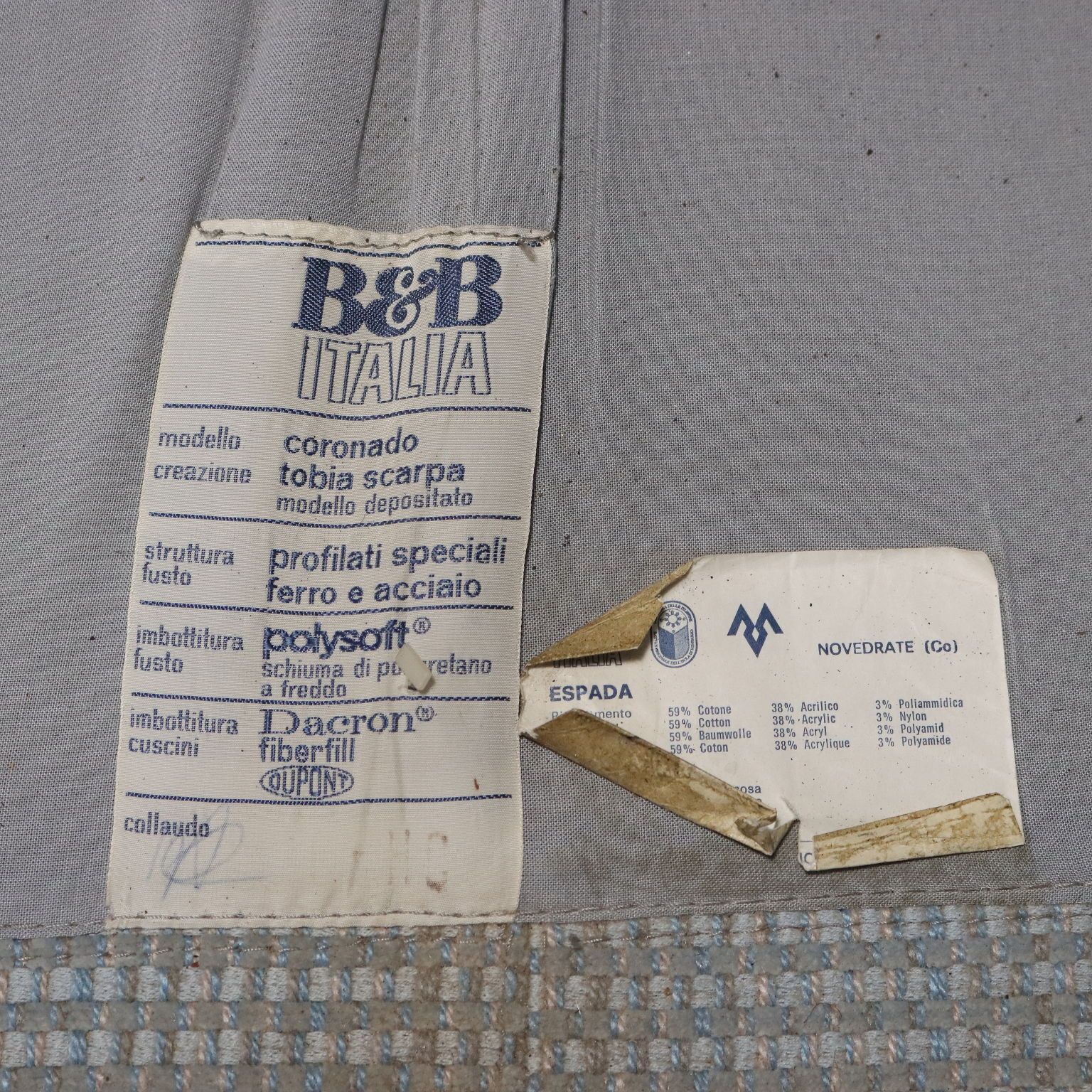 Vintage Sofa B&B Coronado Fabric Design Tobia Scarpa 1970s photo vintage