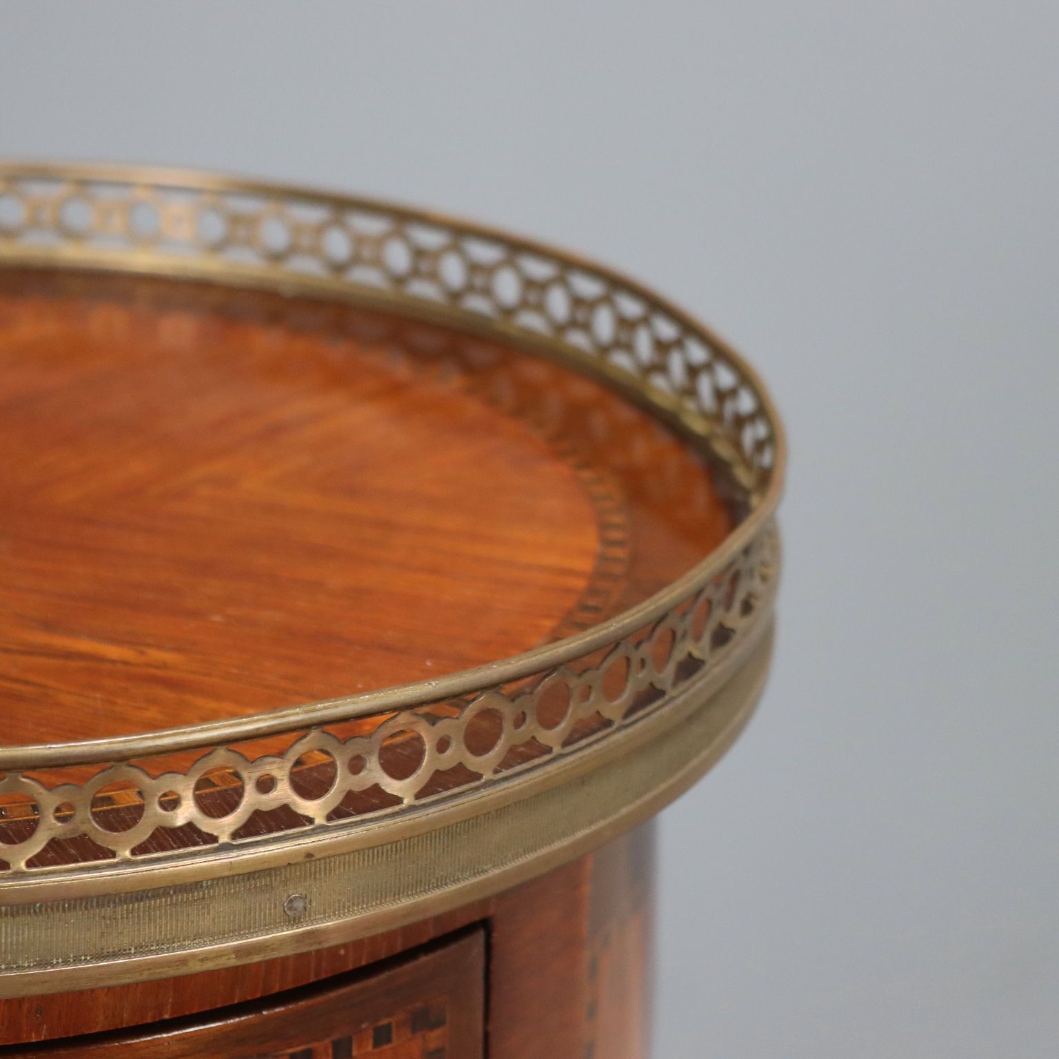 Antique Bedside Table Mahogany Veneer Italy XIX Century photo vinterior