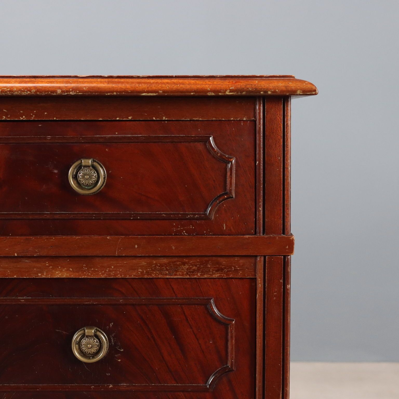 Antiek bureau, mahonie, lederen inleg, brons, begin 20e eeuw photo 640.0