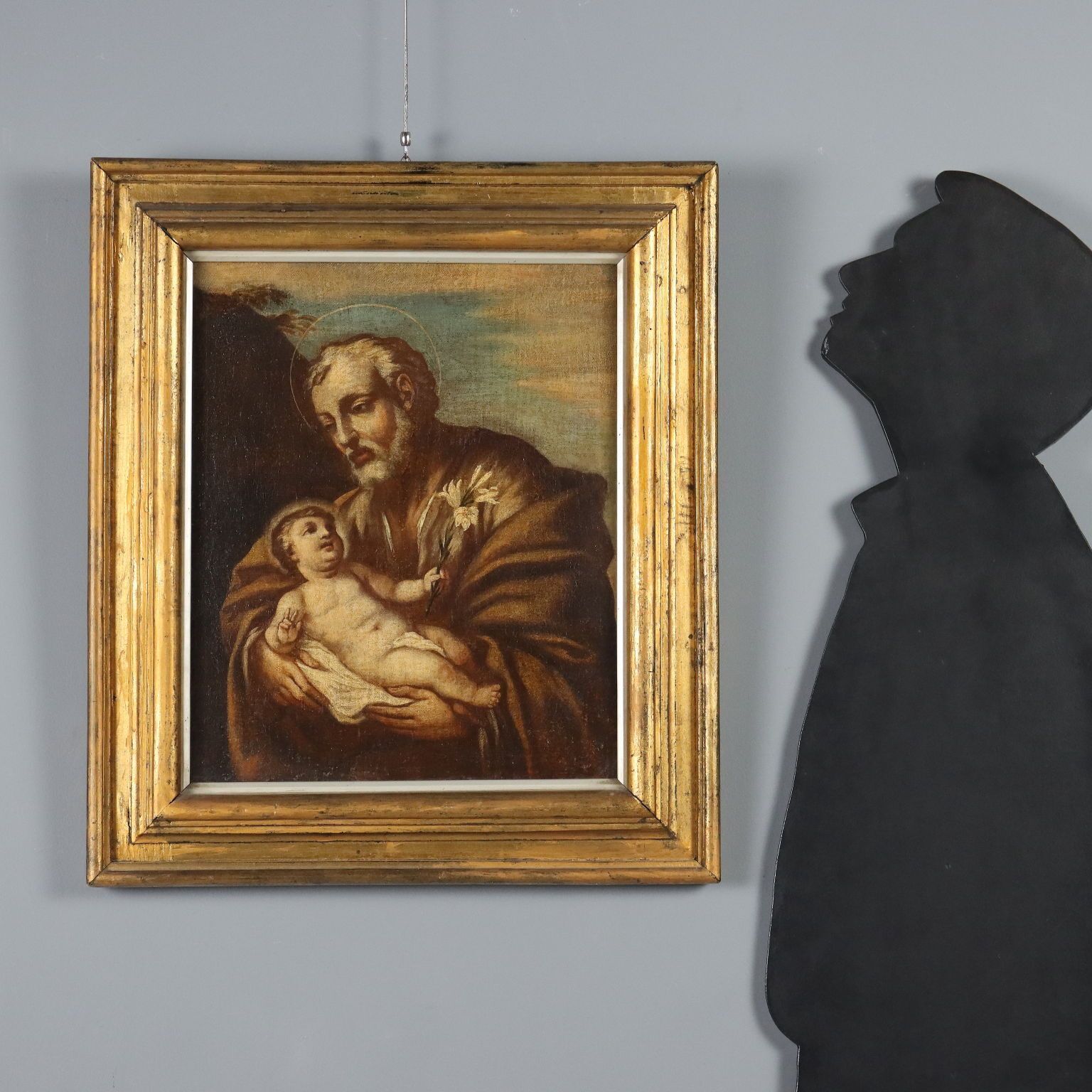 Antiek schilderij Heilige Jozef, olieverf op doek, Italië, 17e eeuw photo furniture