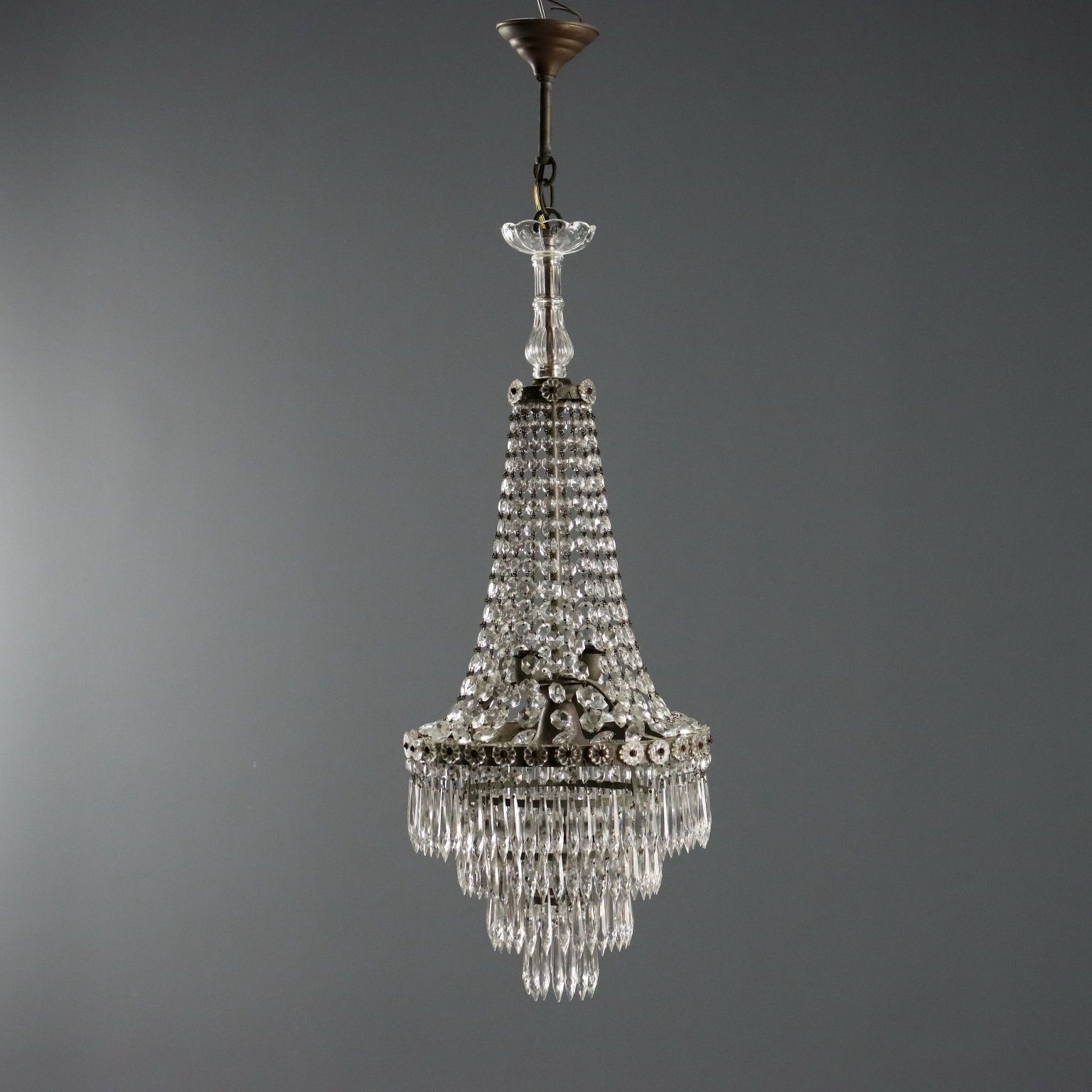 Antique Balloon Shaped Chandelier Glass Italy XIX Century