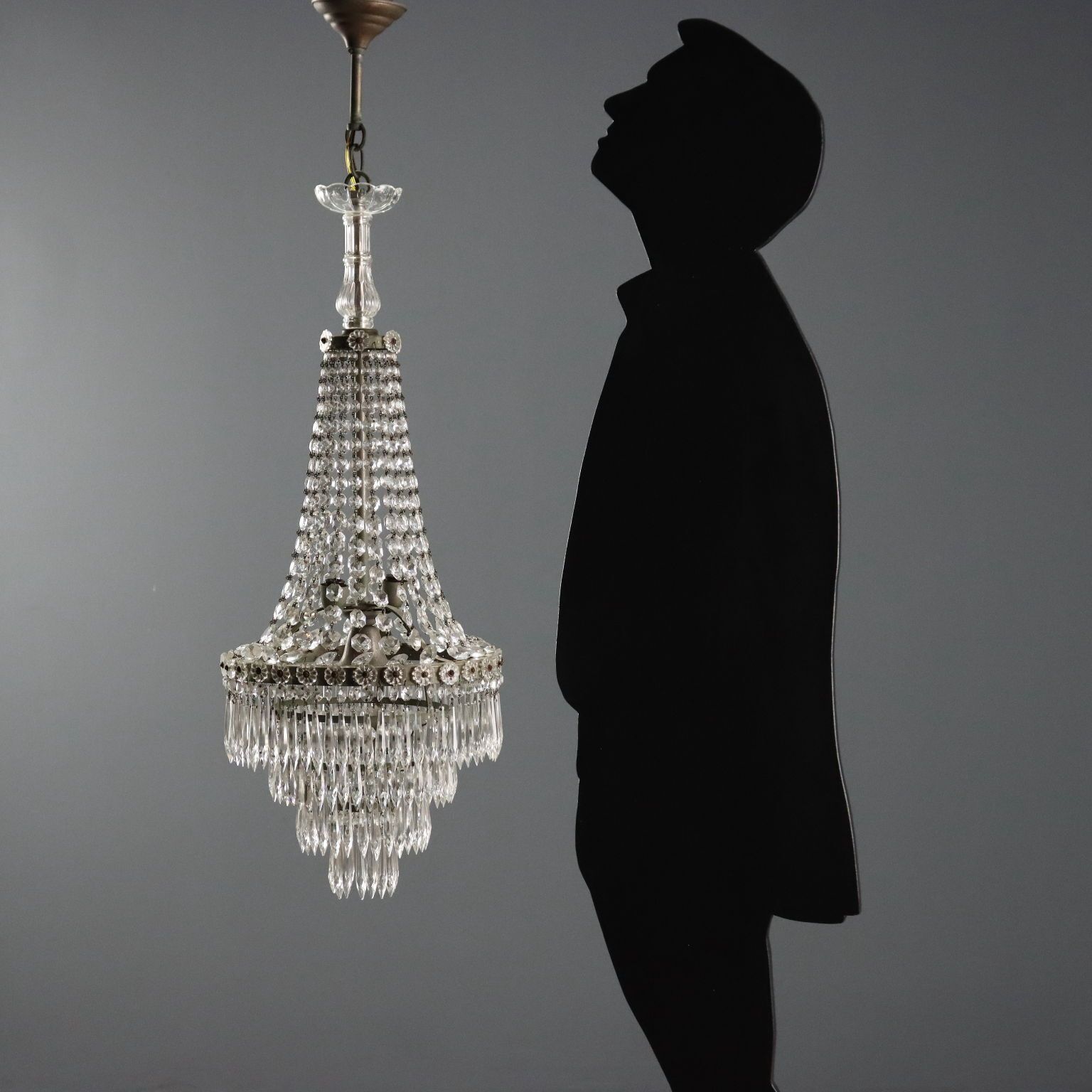 Antique Balloon Shaped Chandelier Glass Italy XIX Century photo furniture