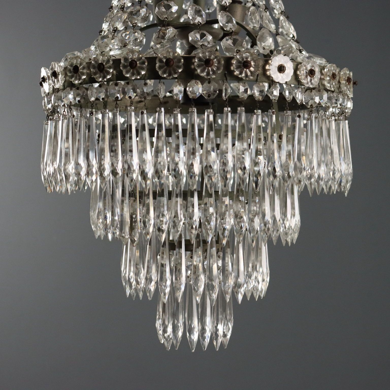 Antique Balloon Shaped Chandelier Glass Italy XIX Century photo 600.0