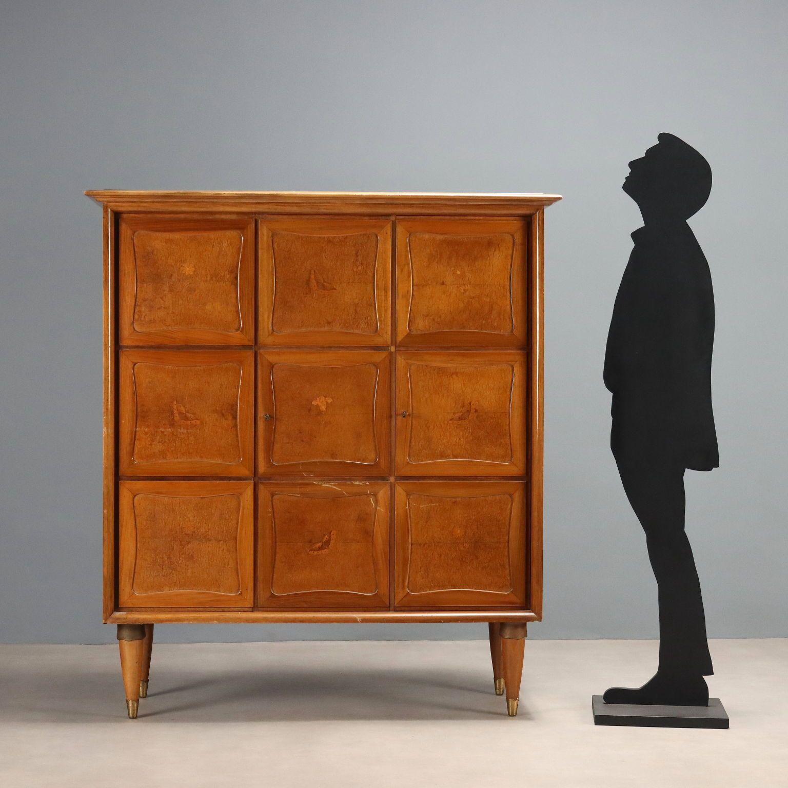 Vintage Cupboard Walnut Veneer Burl Design Italy 1950s photo furniture