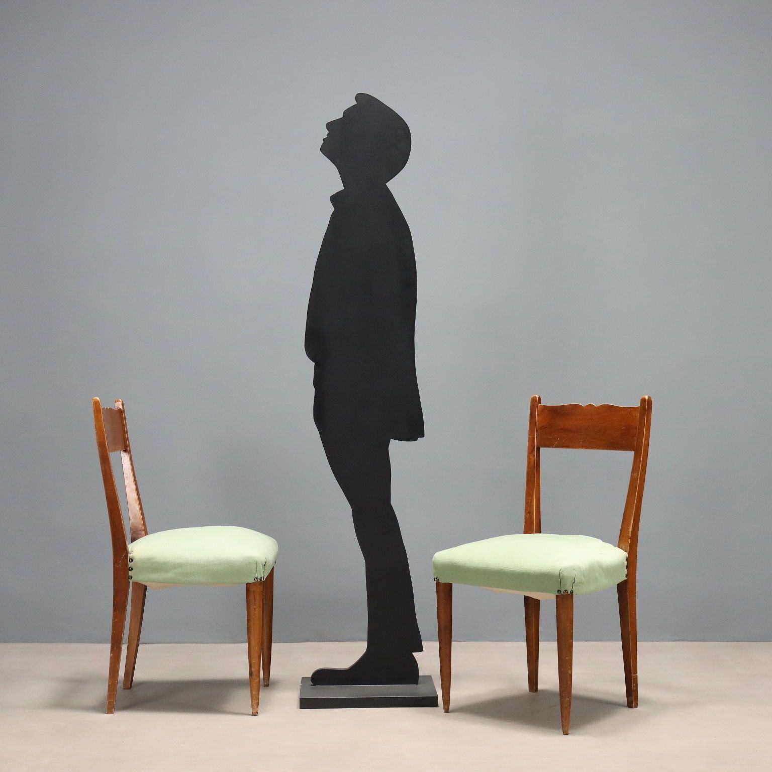 Vintage Chairs Painted Beech Fabric Design Italy 1940s 50s photo for sale